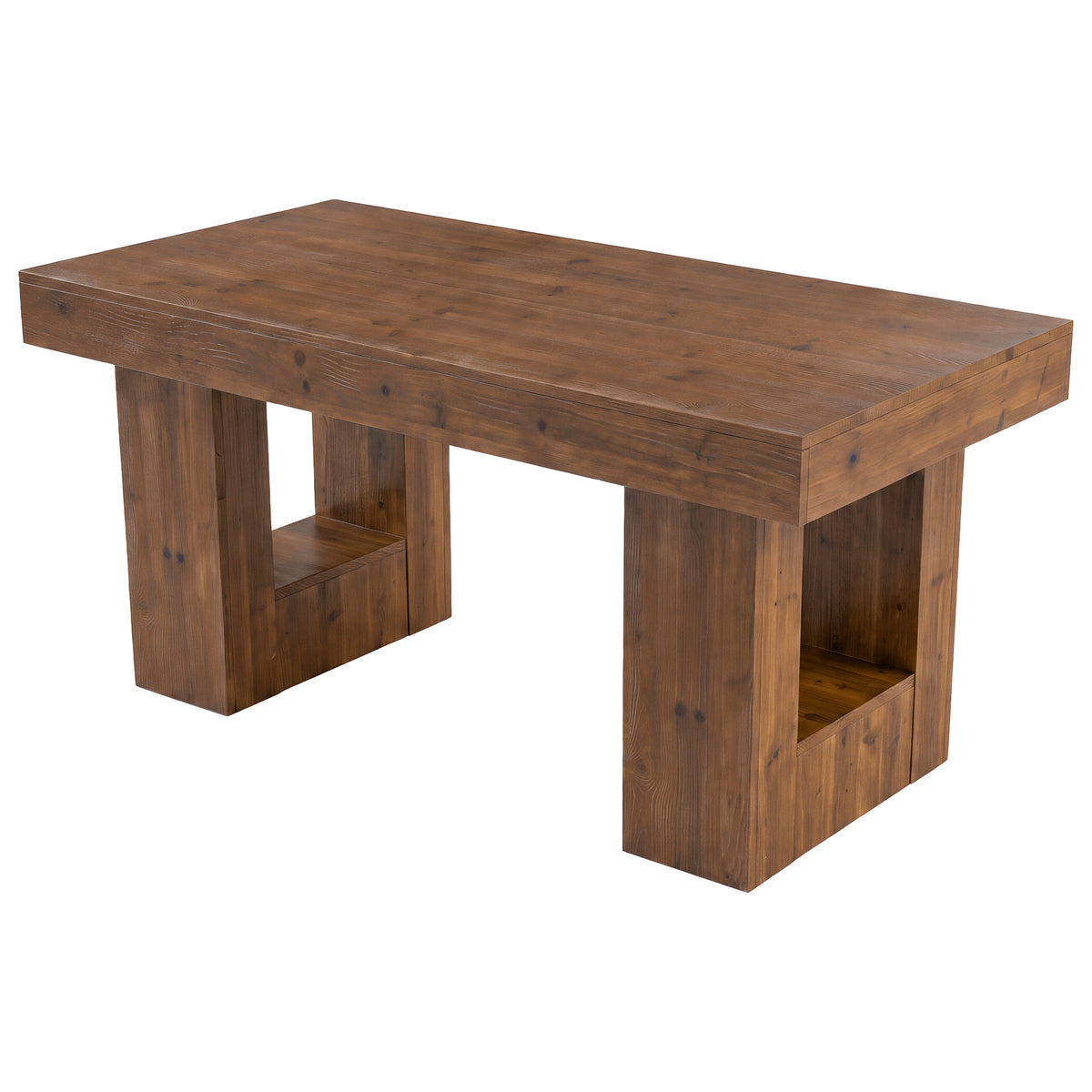 63" Solid Wood Dining Table for 4-6, Rectangular Kitchen Table with Heavy-Duty Base