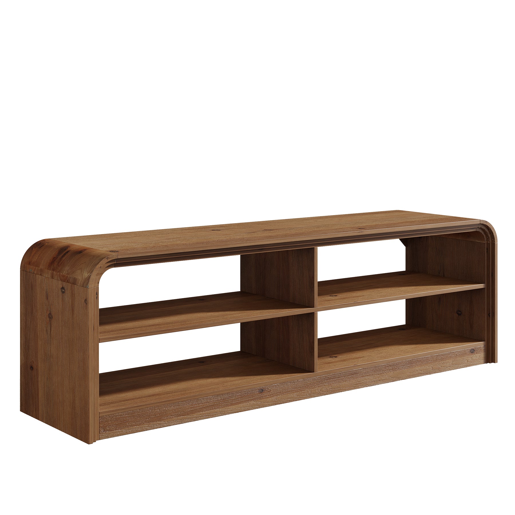 Solid Wood TV Stand, 63" TV Console Table with Storage for 55/60/65/75-Inch TVs