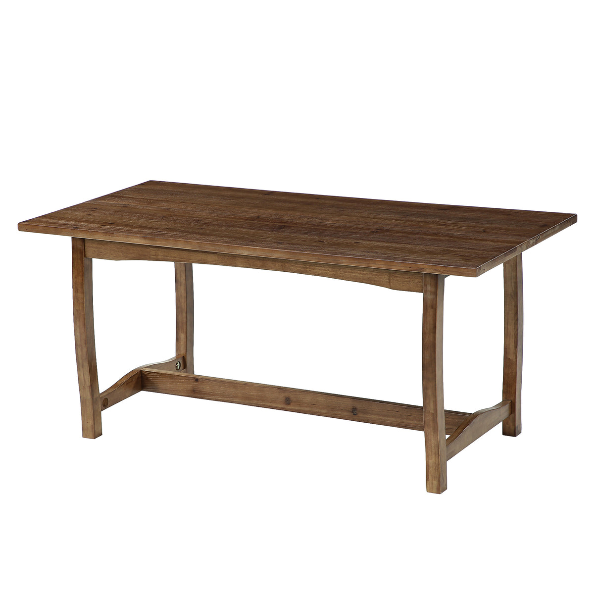 63" Solid Wood Dining Table for 4-6, Rectangle Kitchen Table with Reinforced Trestle Base