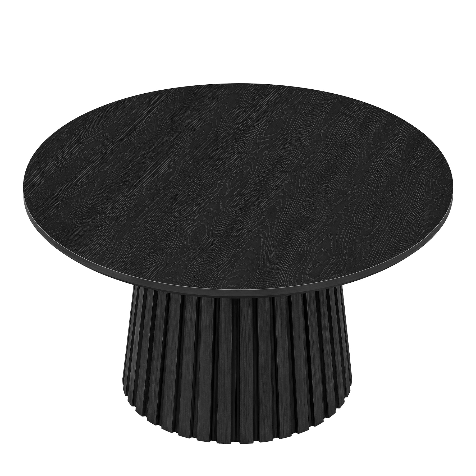 Solid Wood Round Conference Table for 4-6 People, Fluted Base Meeting Table for Office