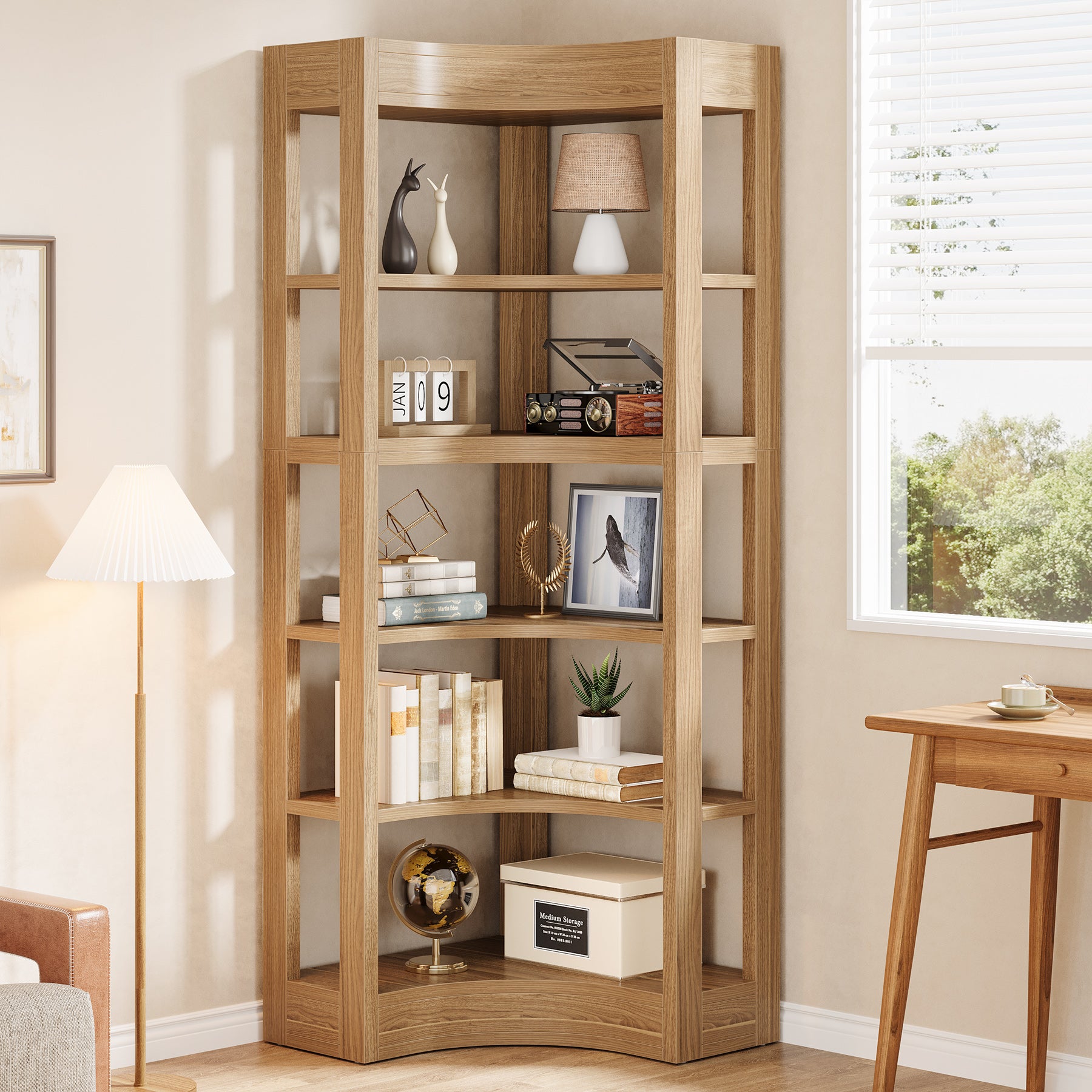 71" Corner Shelf, L-Shaped Bookcase 6-Tier Bookshelf for Home Office