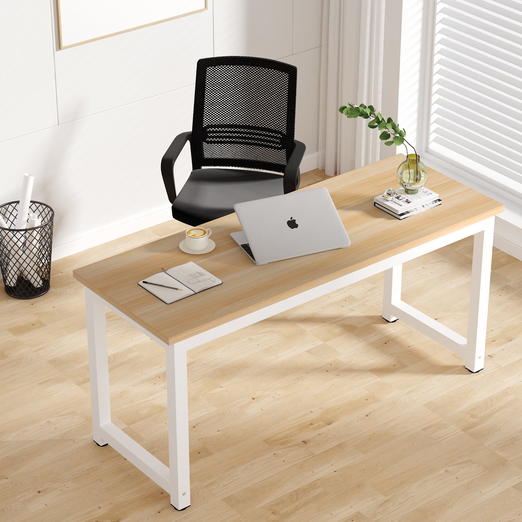 Modern Computer Desk, 63" Office Desk Study Writing Desk