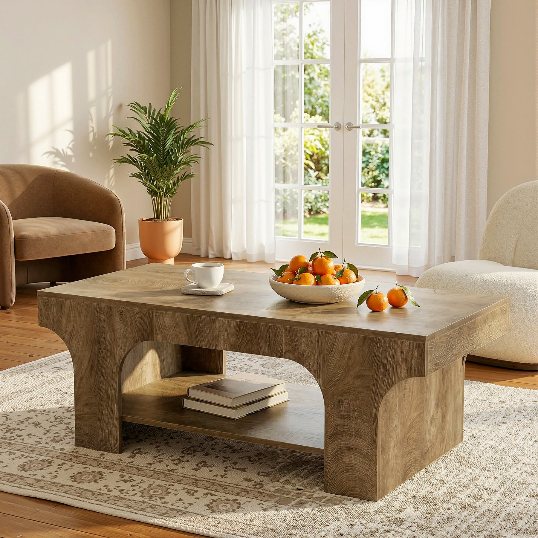 Tribesigns 47.24" Coffee Table, 2-Tier Farmhouse Center Table for Living Room