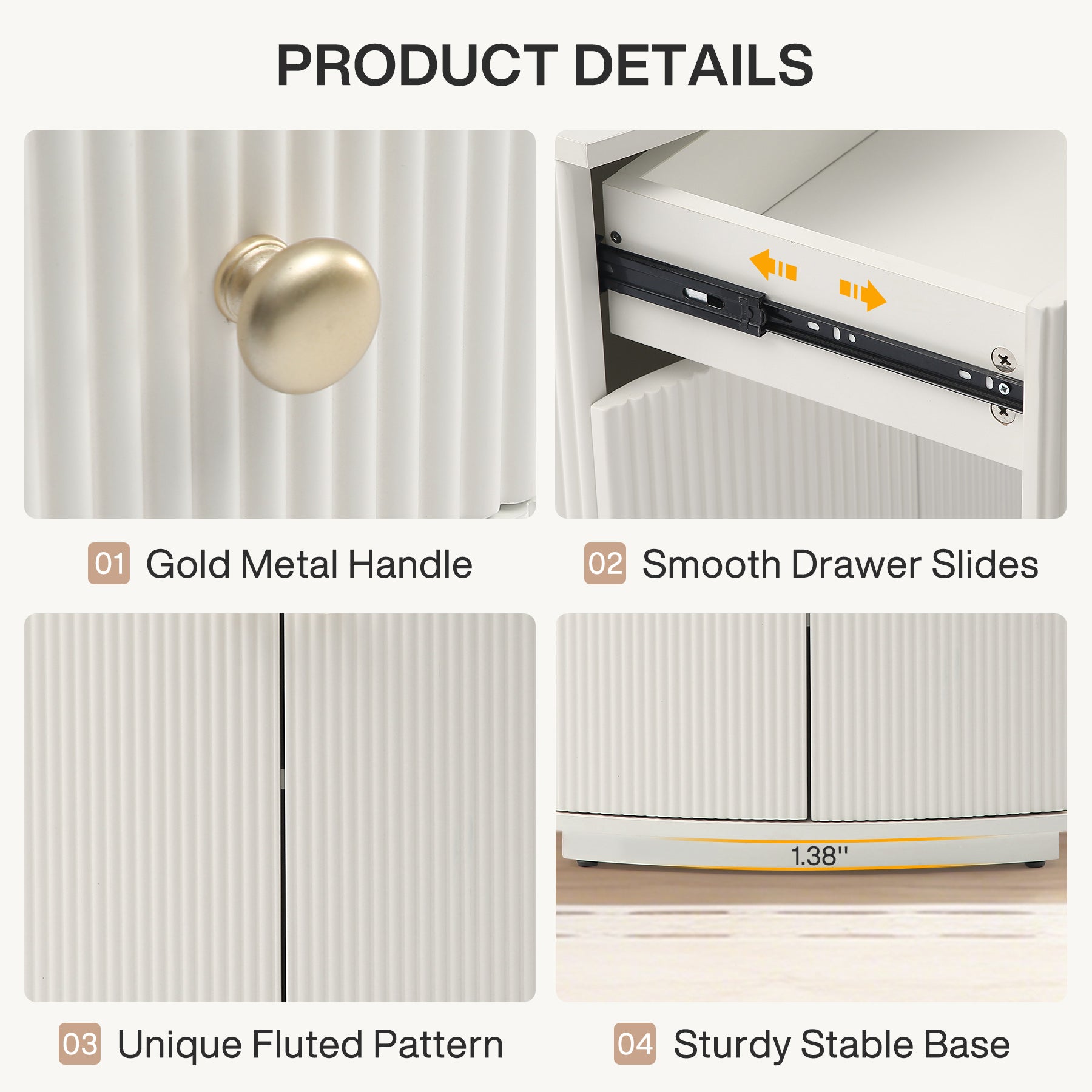 20" Nightstand, Modern Bedside Table with Storage Drawer and Cabinet