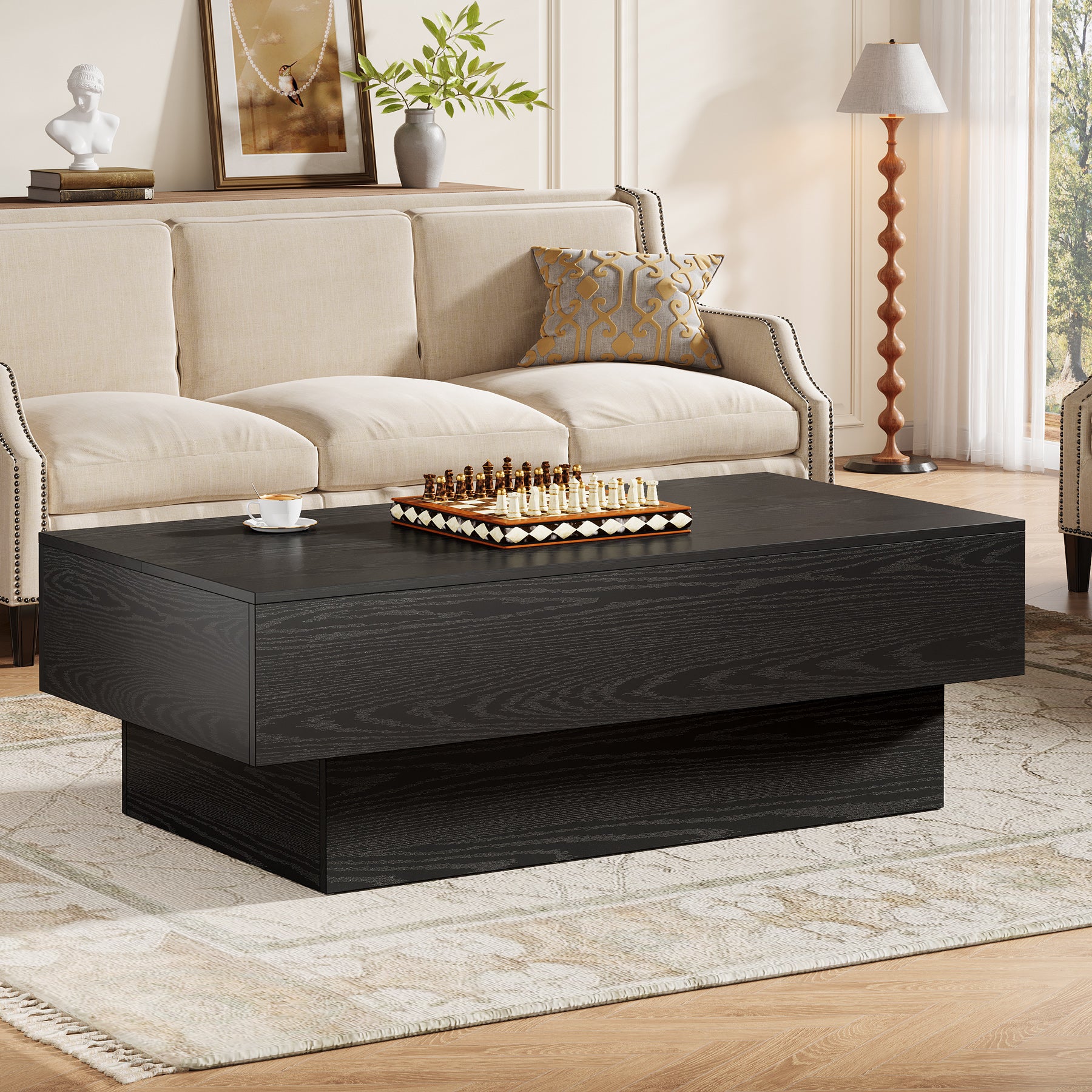 55-Inch Long Black Coffee Table