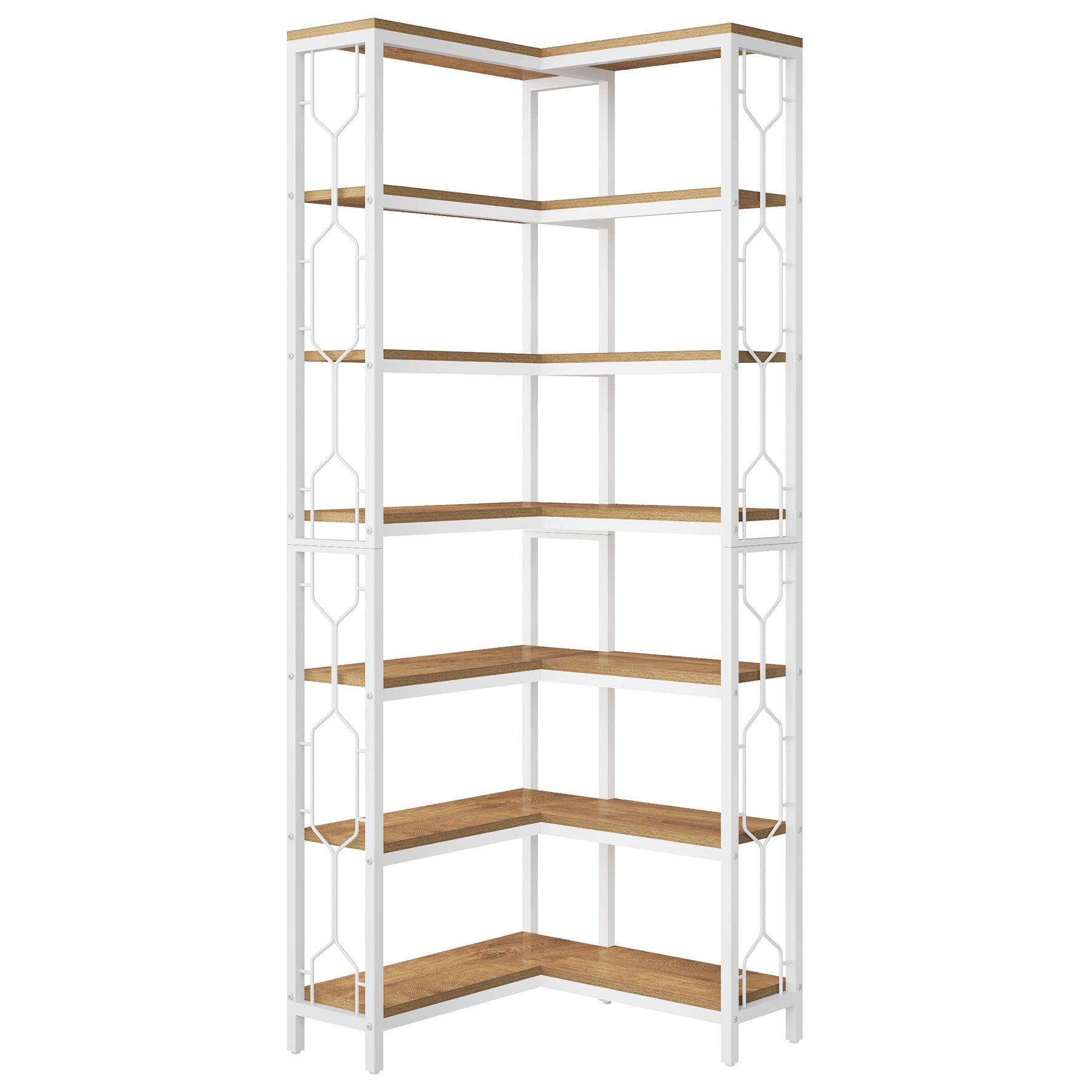 7-Tier Corner Bookshelf, Industrial Corner Etagere Bookcase