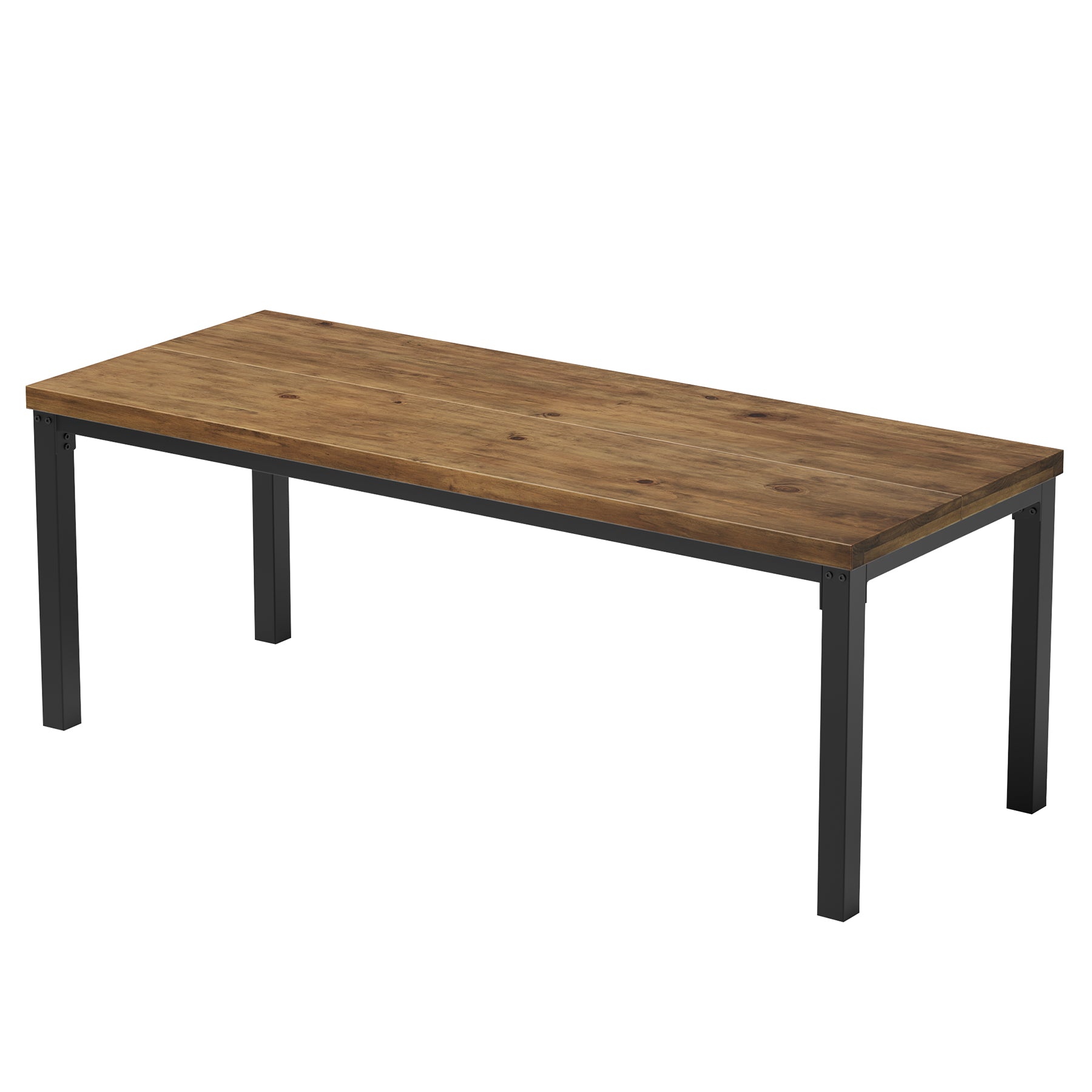 70.9" Computer Desk, Industrial Executive Office Desk with Solid Pine Wood Top