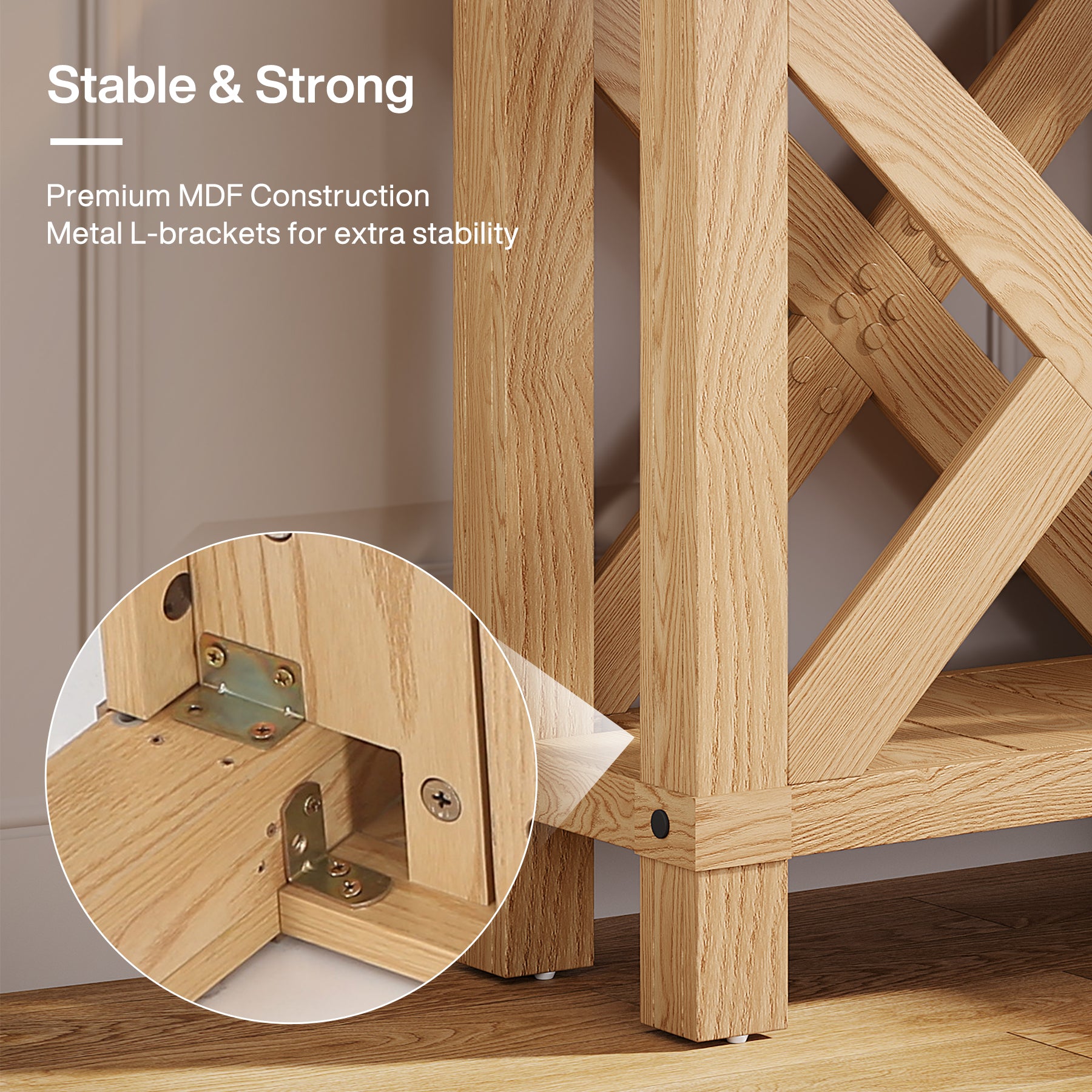 25" End Table, Farmhouse Bed Side Table with X Shape Frame