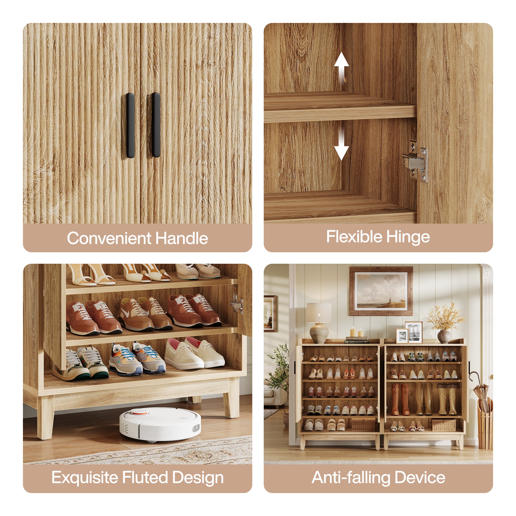 5-Tier Shoe Cabinet with Doors, 20-Pair Entryway Shoe Organizer Rack