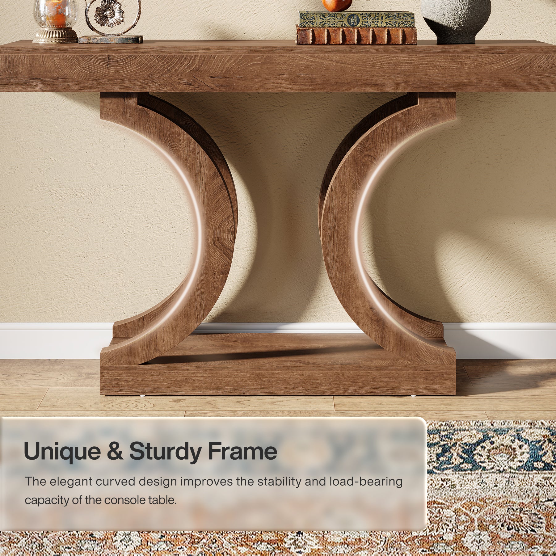 43.3" Console Table, Unique Sofa Table Behind The Couch with Curved Legs