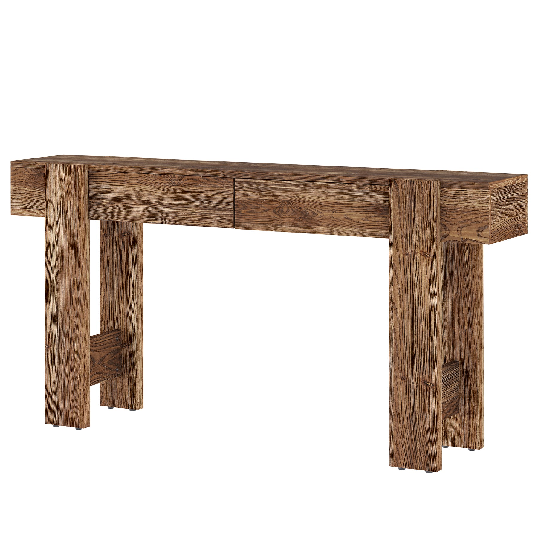 Solid Wood Console Table, 63" Long Entryway Table with 2 Drawers