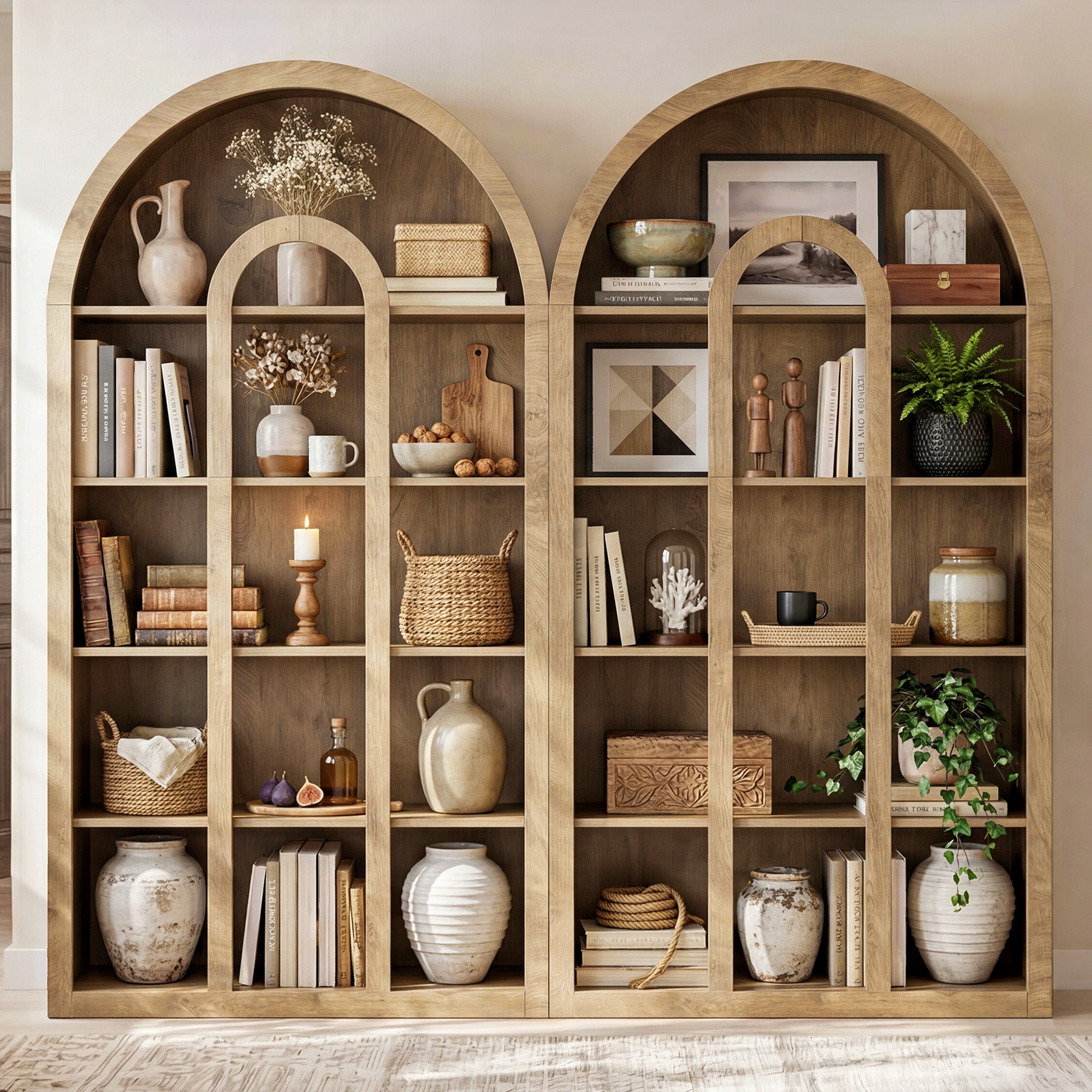 70.87" Tall Bookshelf, 5-Tier Arched Bookcase with Open Shelves for Living Room
