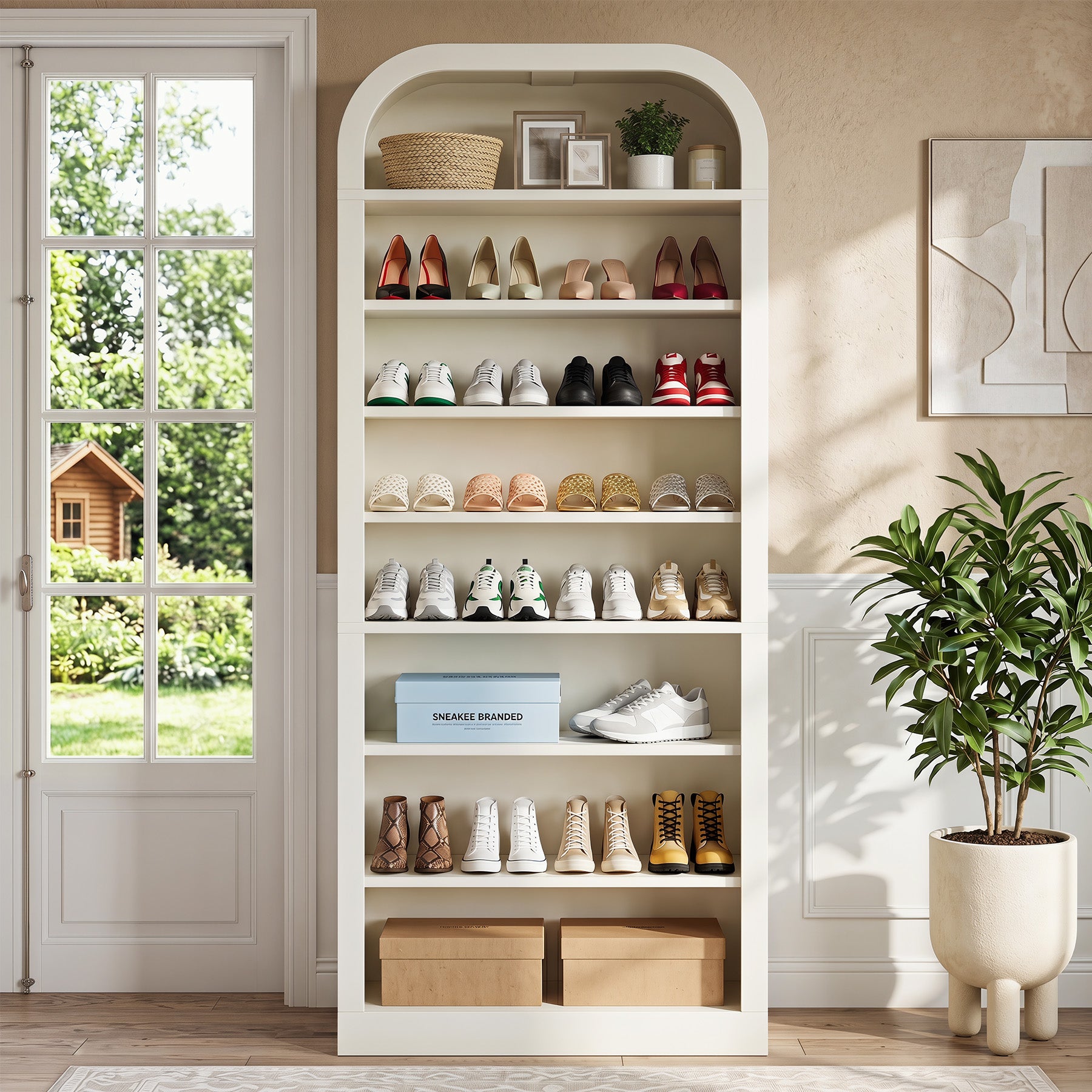 74” Tall Shoe Rack, 8-Tier Freestanding Shoe Cabinet Organizer for Entryway