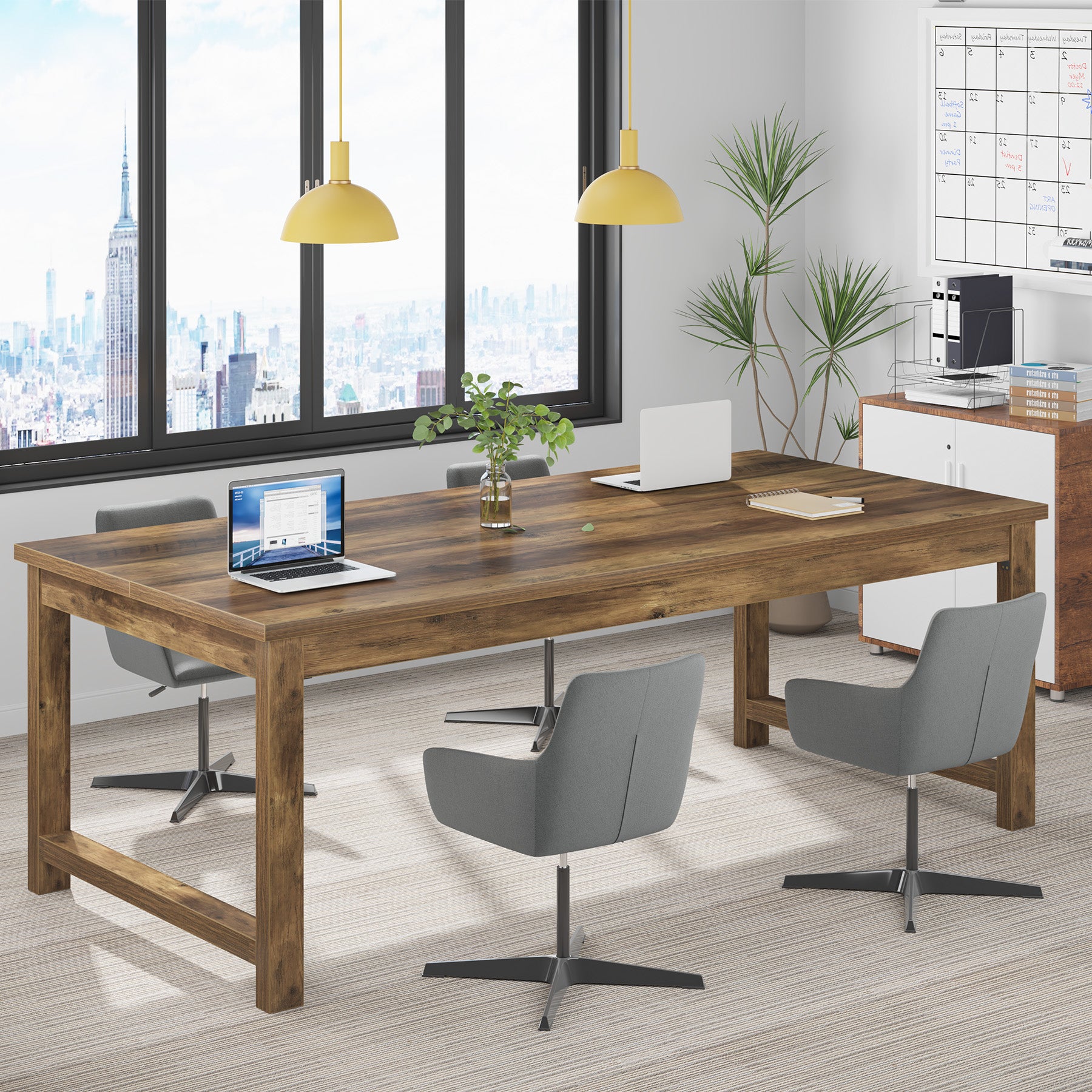 63" Executive Desk, Sturdy Home Office Computer Desk Writing Table