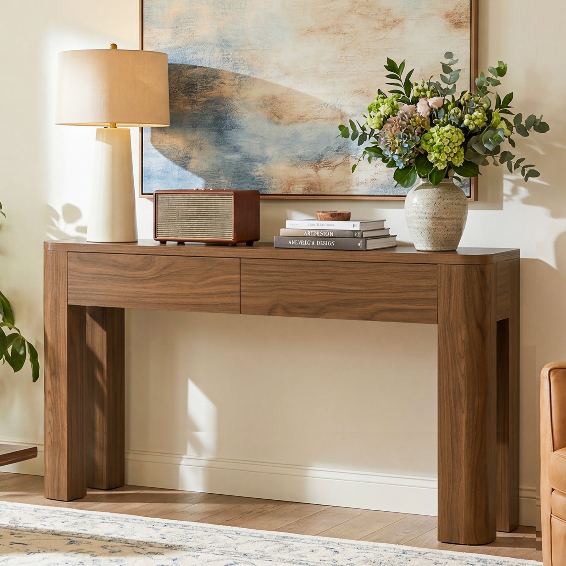 63" Console Table with Drawers, Narrow Entryway & Sofa Table with Storage for Behind Couch