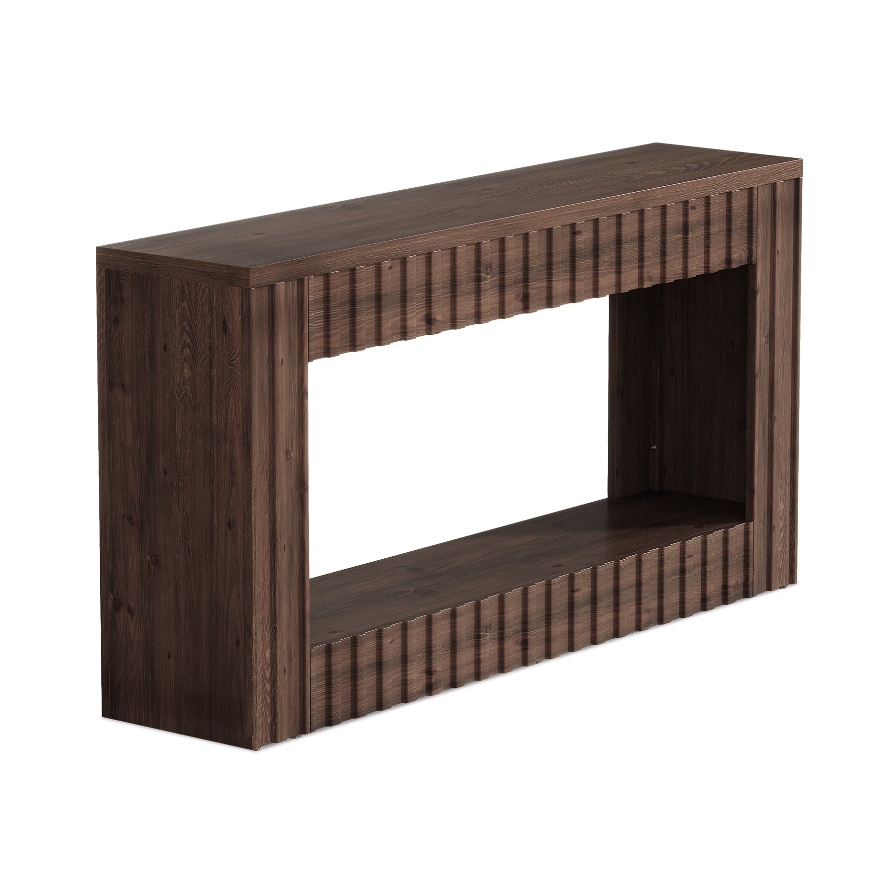 63" Solid Wood Sofa Table, Rustic Console Table with Open Shelf for Entryway, Hallway, or Behind Couch