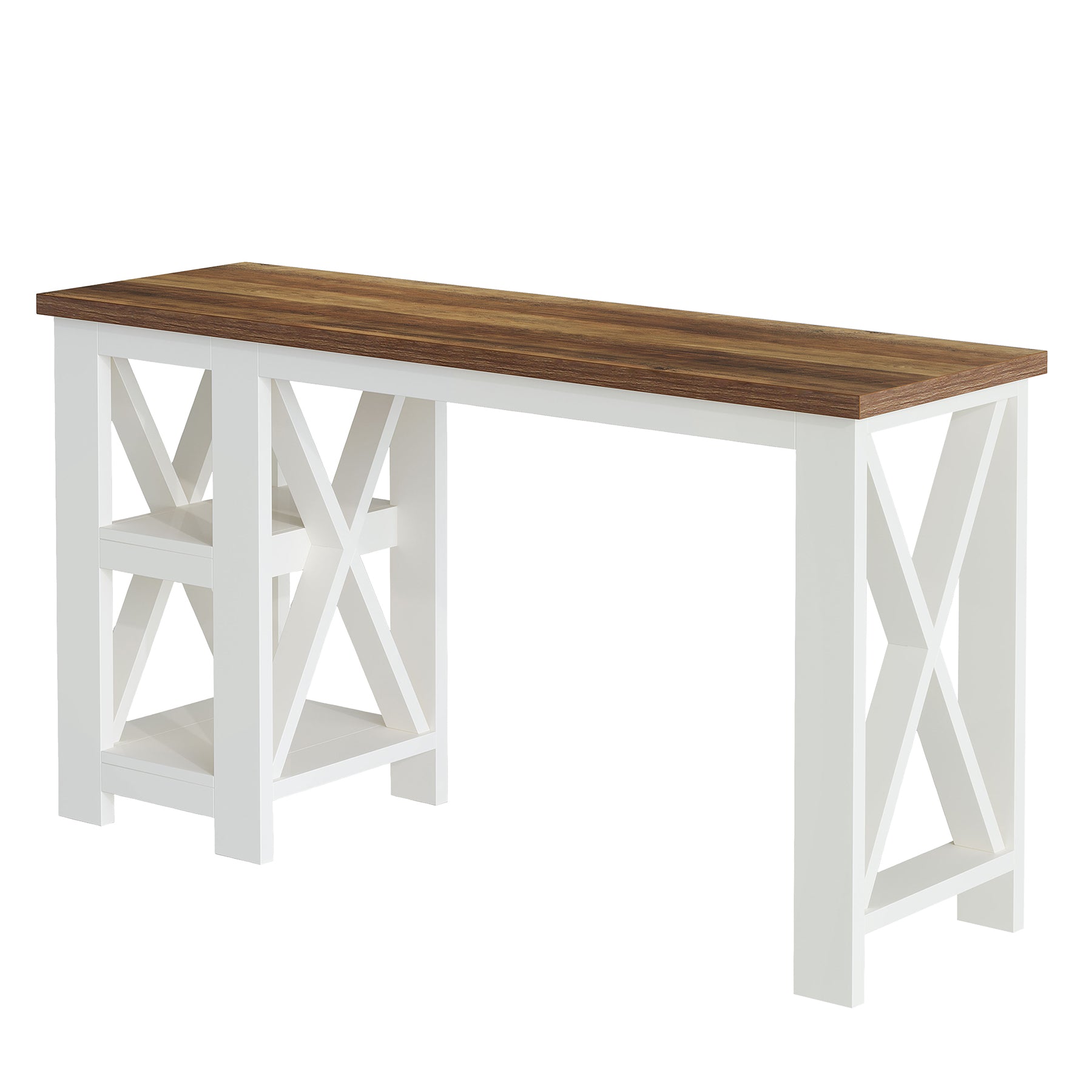 62.2" Kitchen Island, Large Counter Height Bar Table with Side Storage Shelves