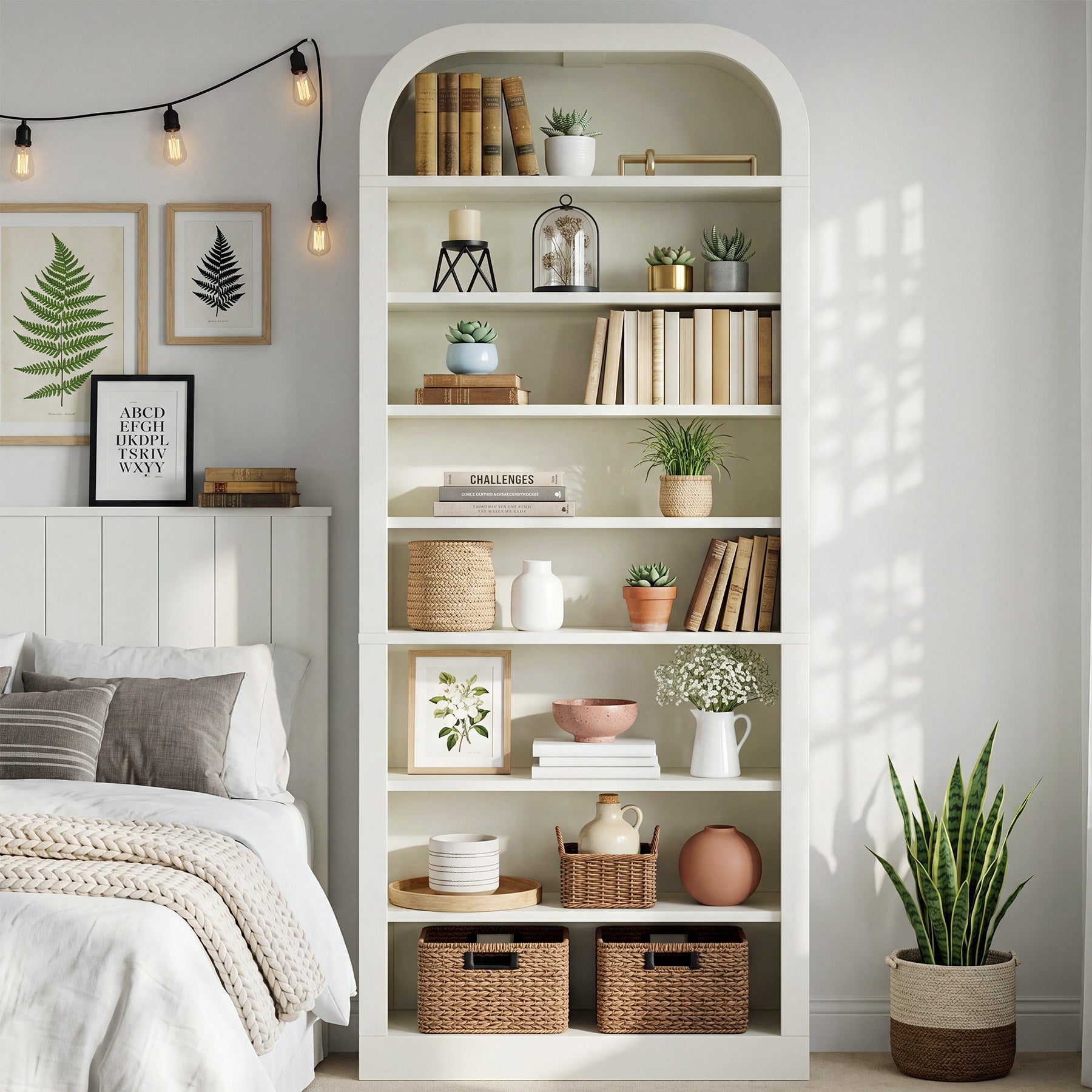 8-Tier Arched Bookshelf, 74” Tall Bookcase Open Display Shelf for Home Office