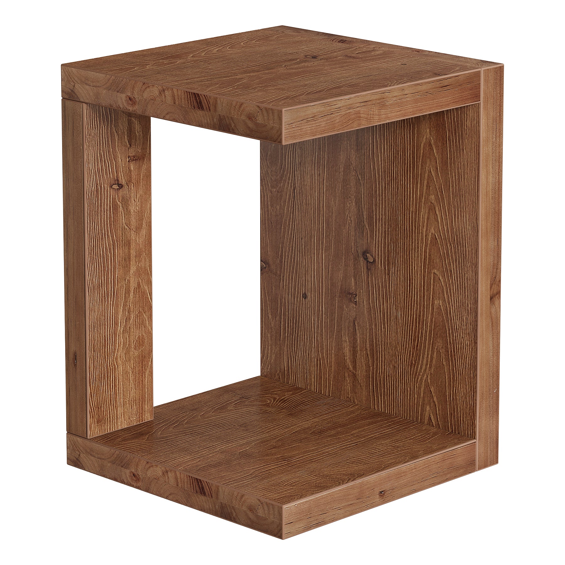 Solid Wood End Table, 2-Tier Side Table with Hollow-Frame for Living Room, Bedroom