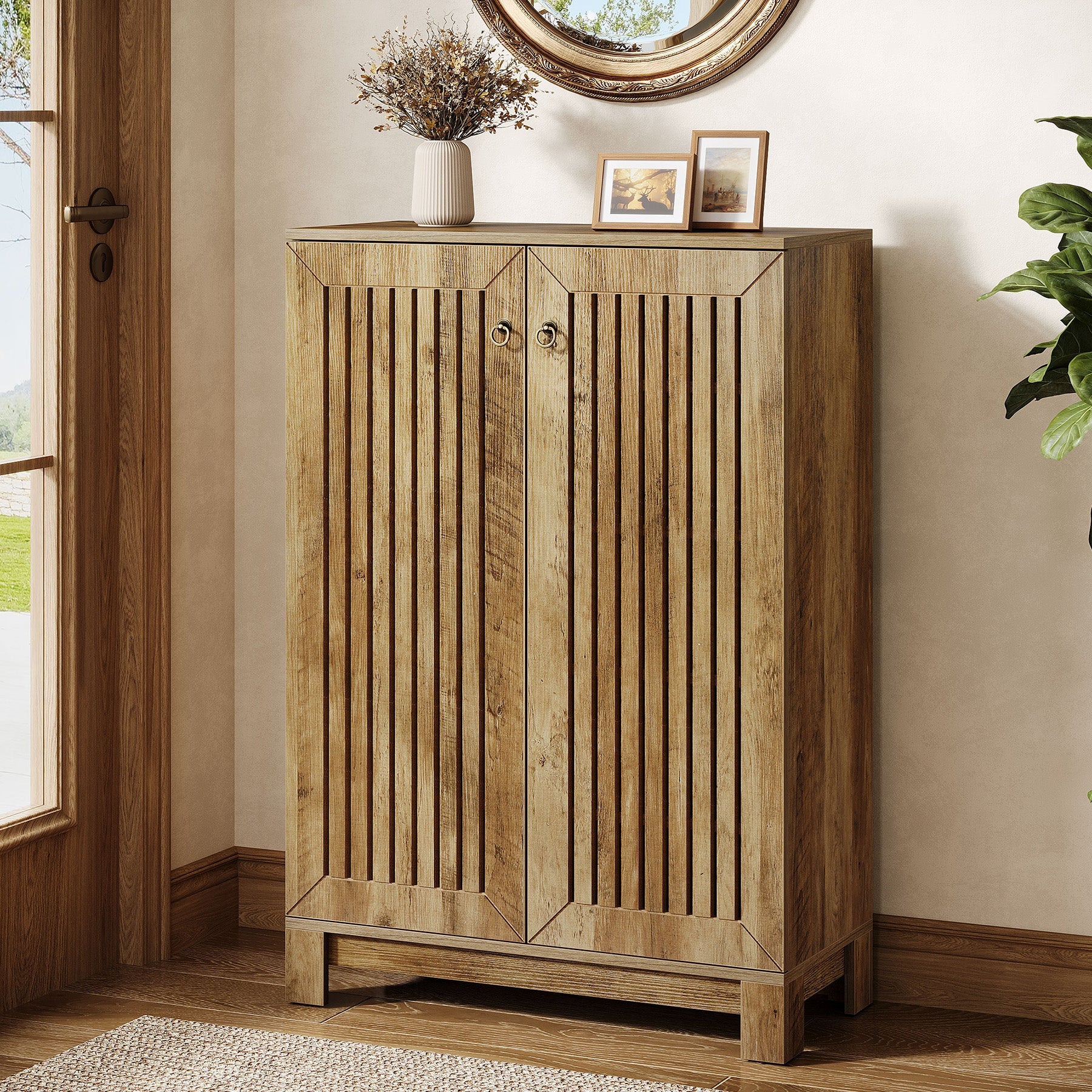 5-Tier Shoe Cabinet with Doors, Entryway Shoe Rack Organizer for Living Room, Hallway