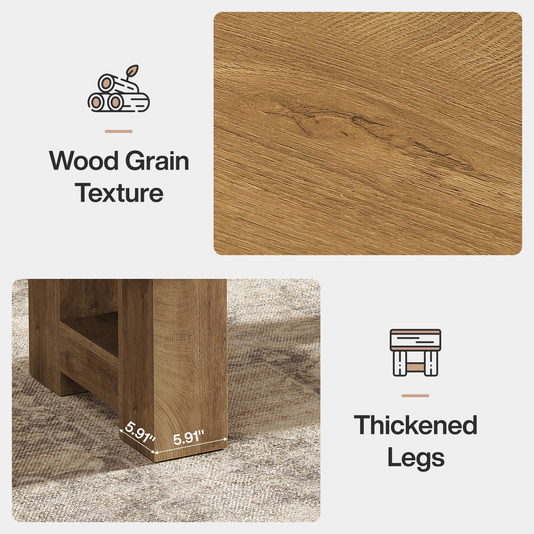 Coffee Table with Storage Drawer, 47" Farmhouse Center Cocktail Table