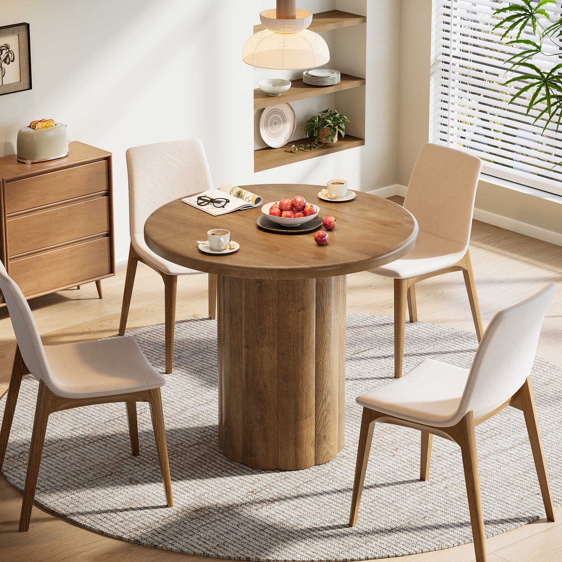 31.5" Dining Table, Small Round Kitchen Table with Sturdy Base for 2-4