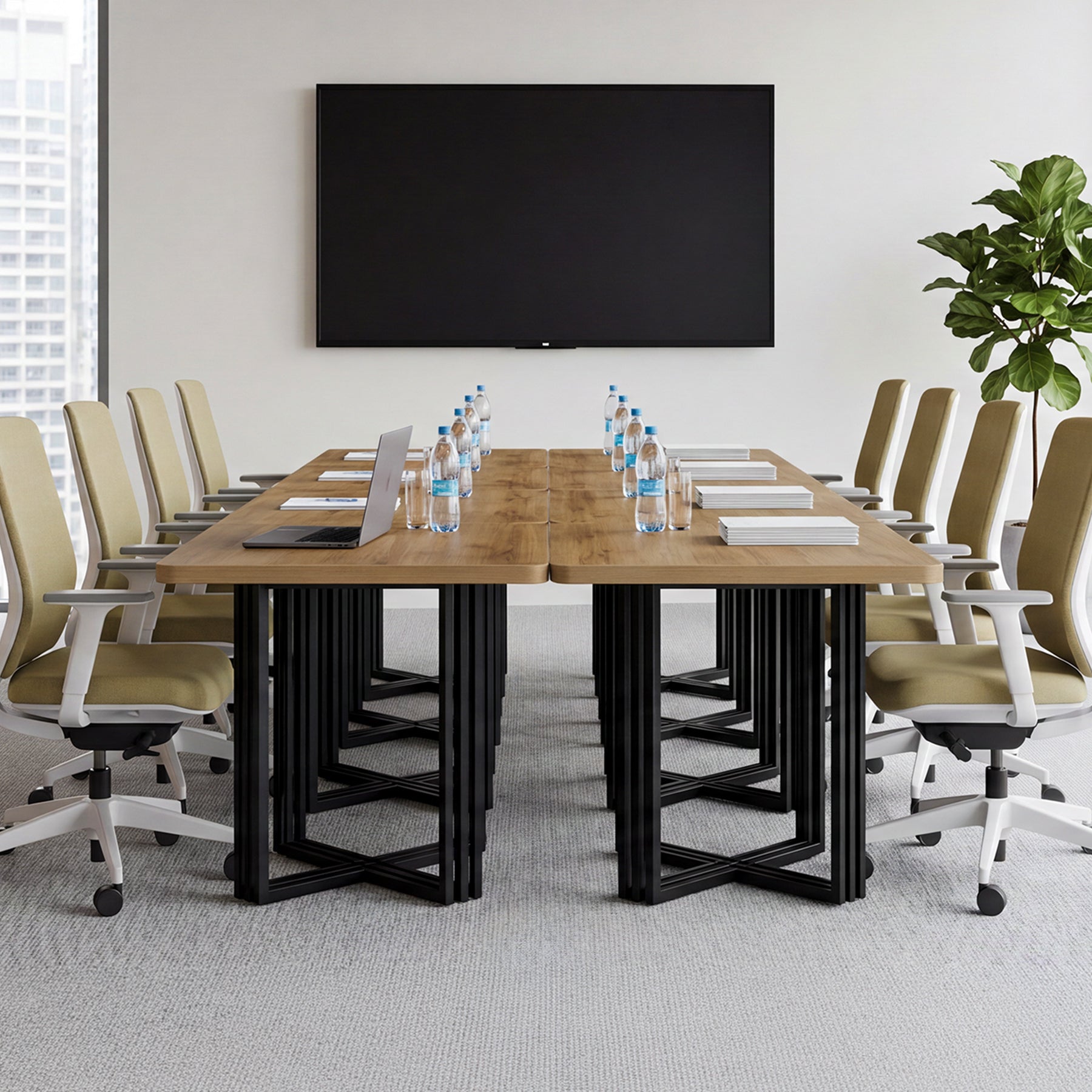 39.4-Inch Conference Table for 4, Compact Modular Meeting Table for Small Offices