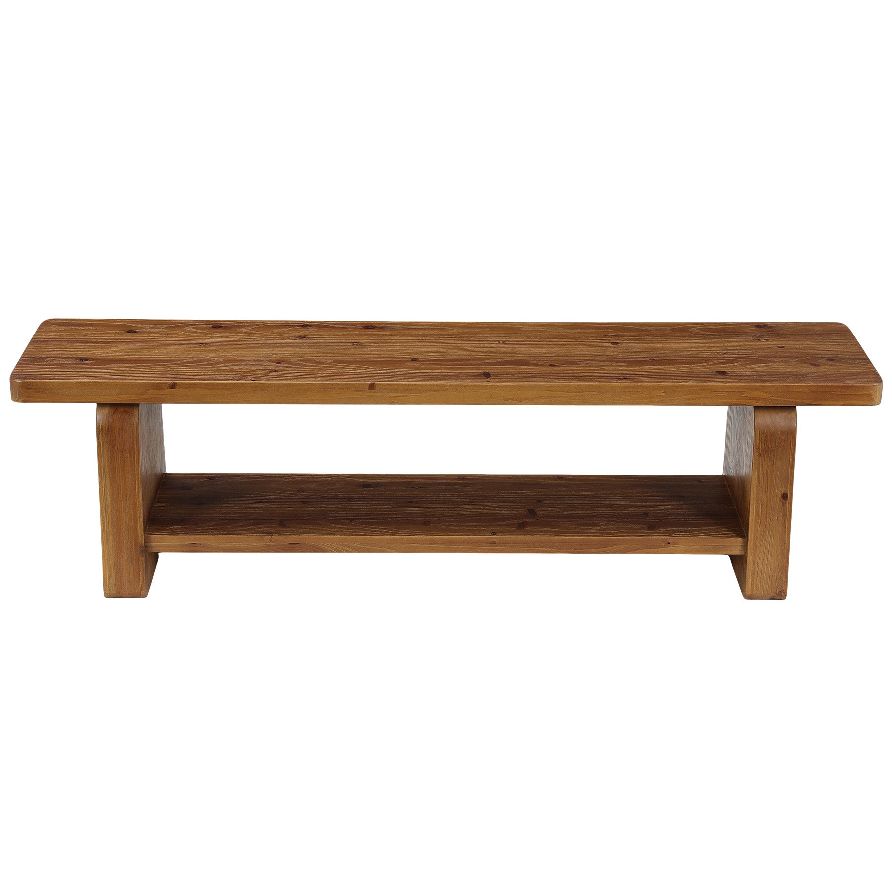 63-Inch Solid Wood Entryway Bench, 2-Tier Shoe Bench with Storage for Hallway