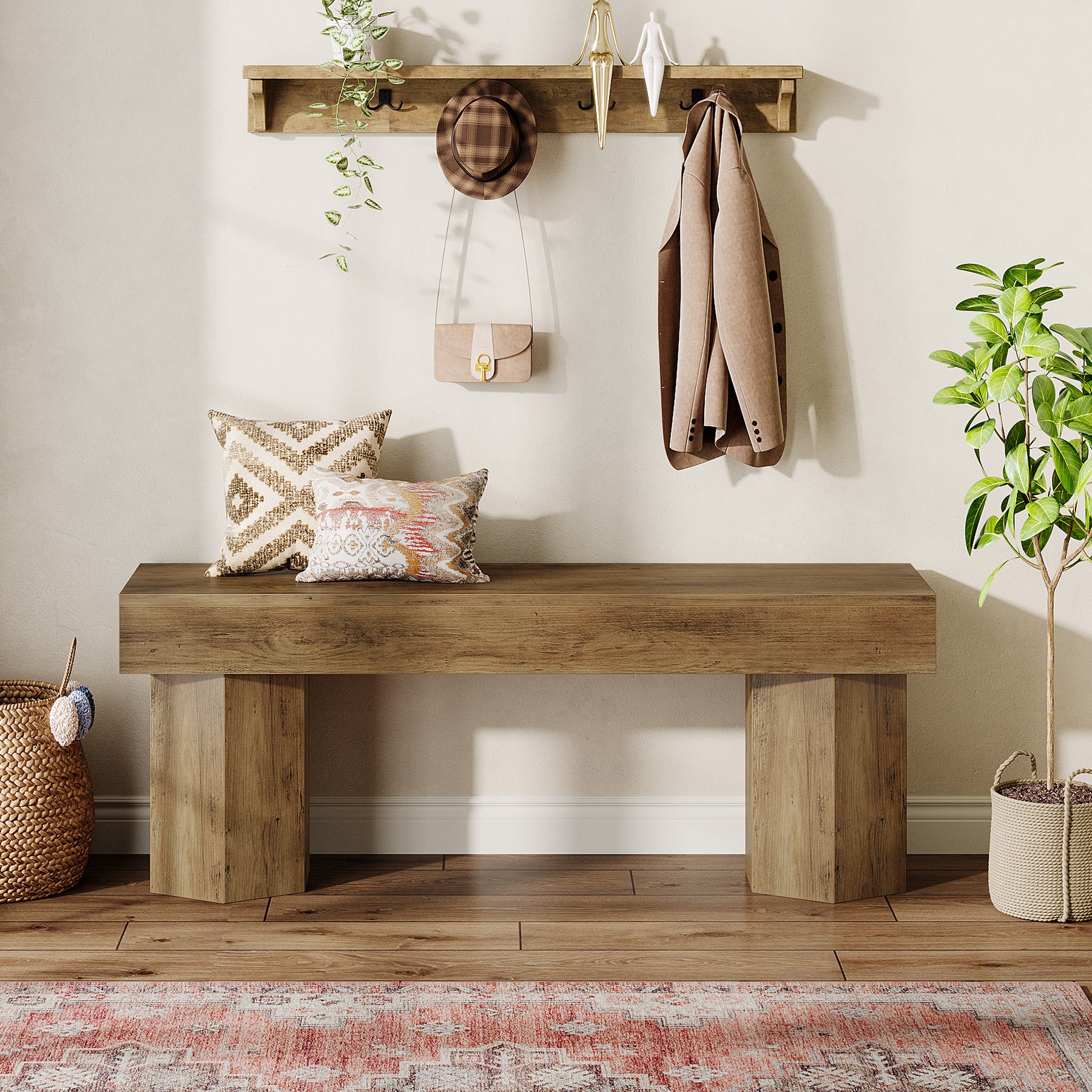 41" Entryway Bench, Wooden Indoor Hallway Bench