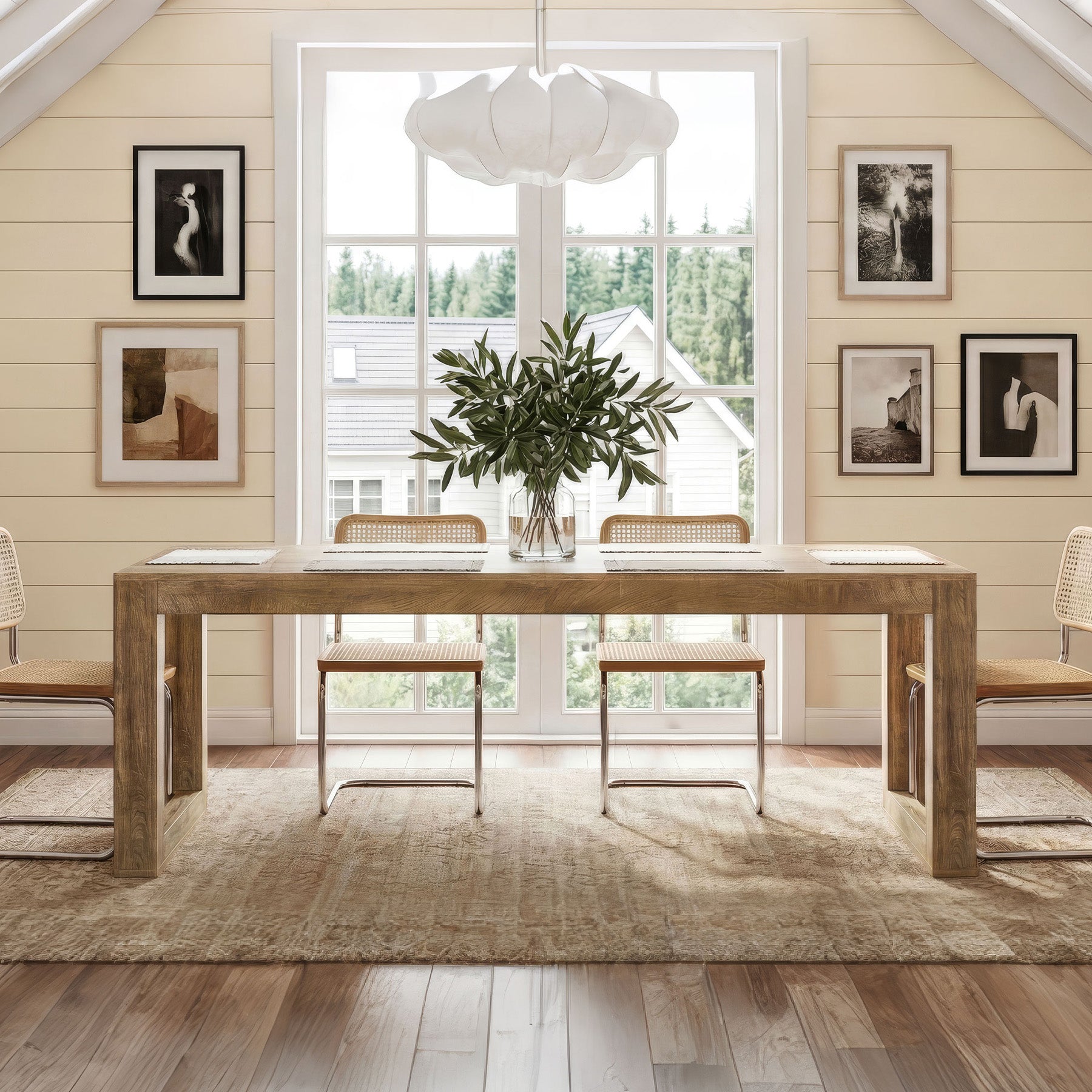 78.7" Dining Table, Rectangular Kitchen Table with Sturdy Base for 6-8 People