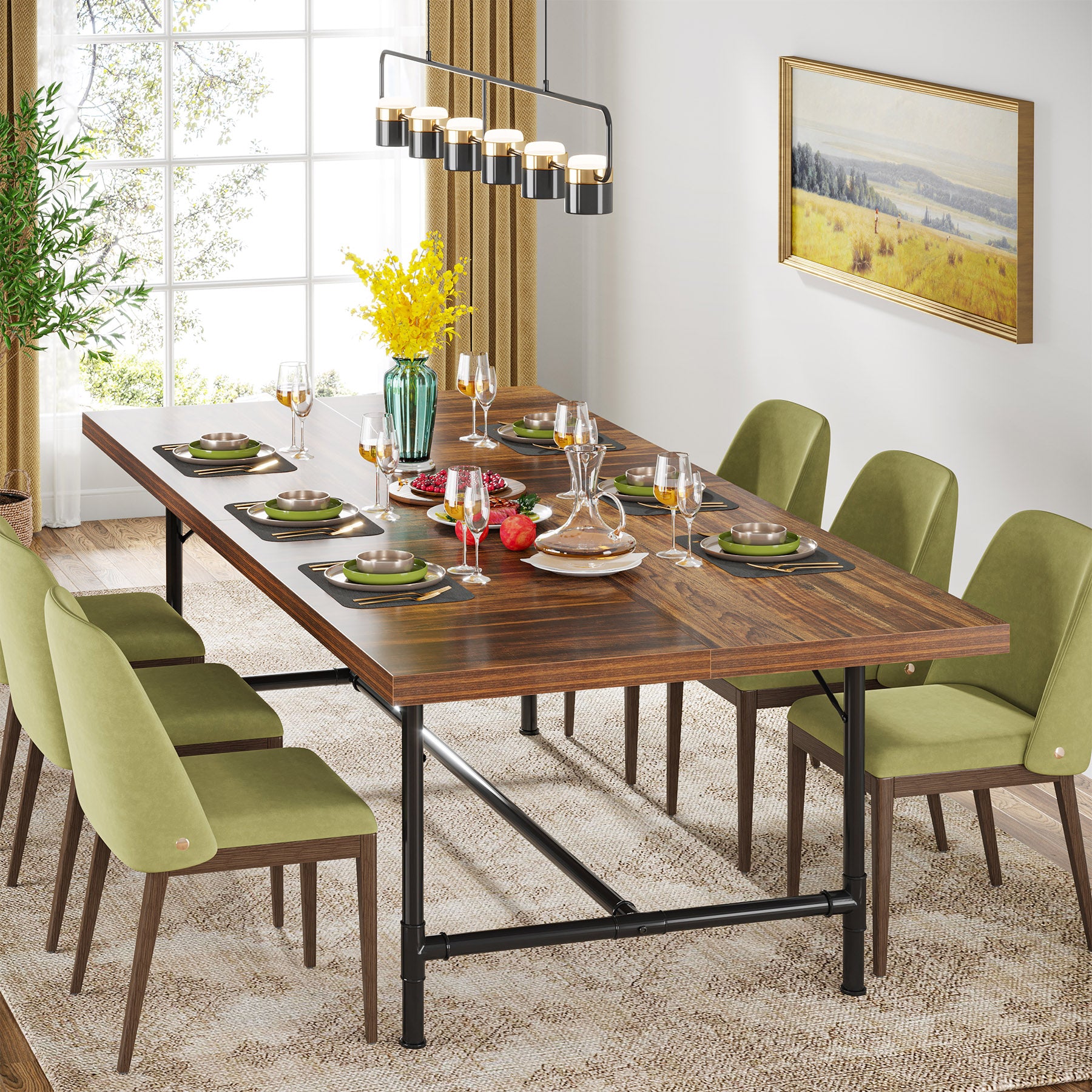 70.8" Industrial Dining Table Kitchen Table for 6-8 People Tribesigns