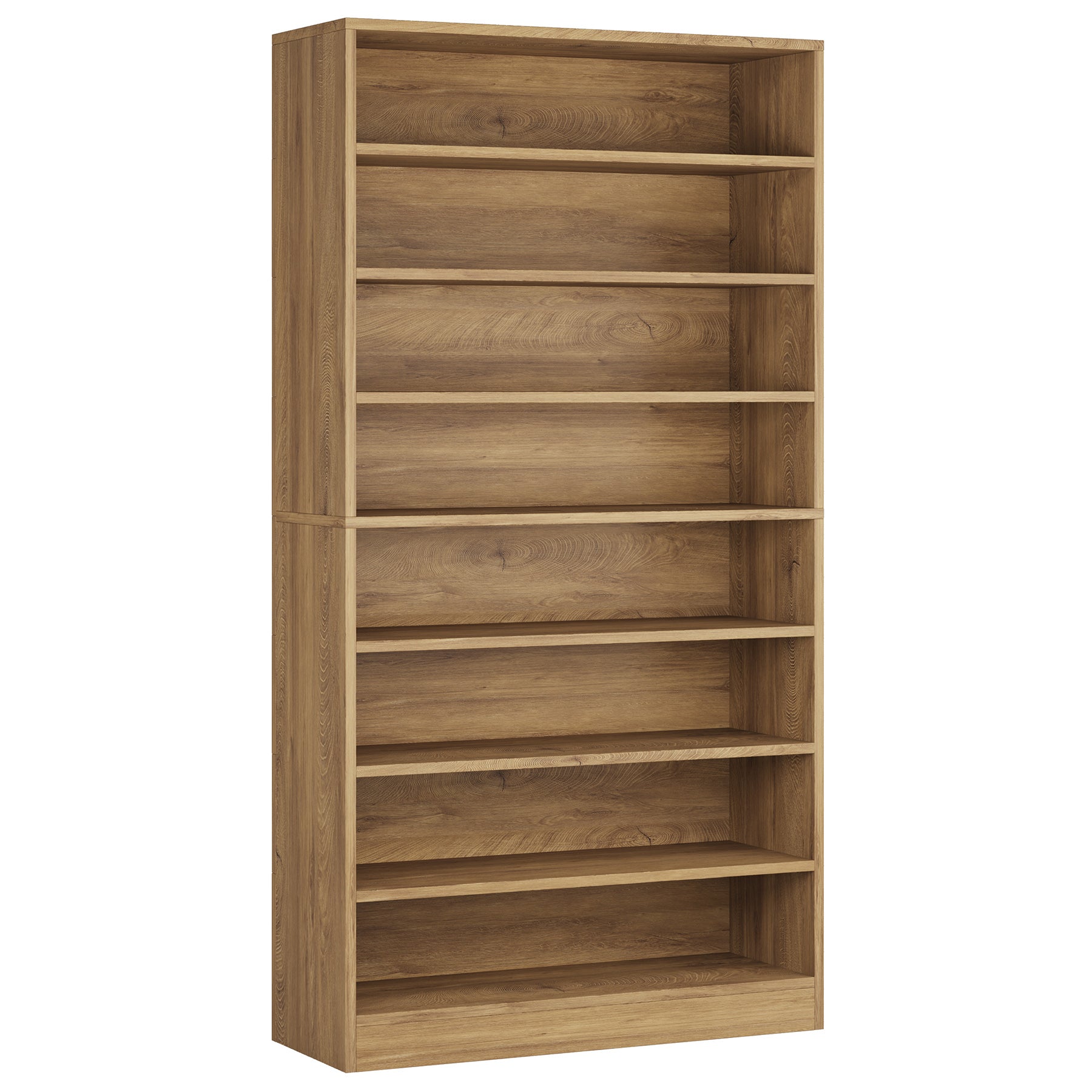 71" Tall 9 Tier Bookshelf with Open Display Shelves