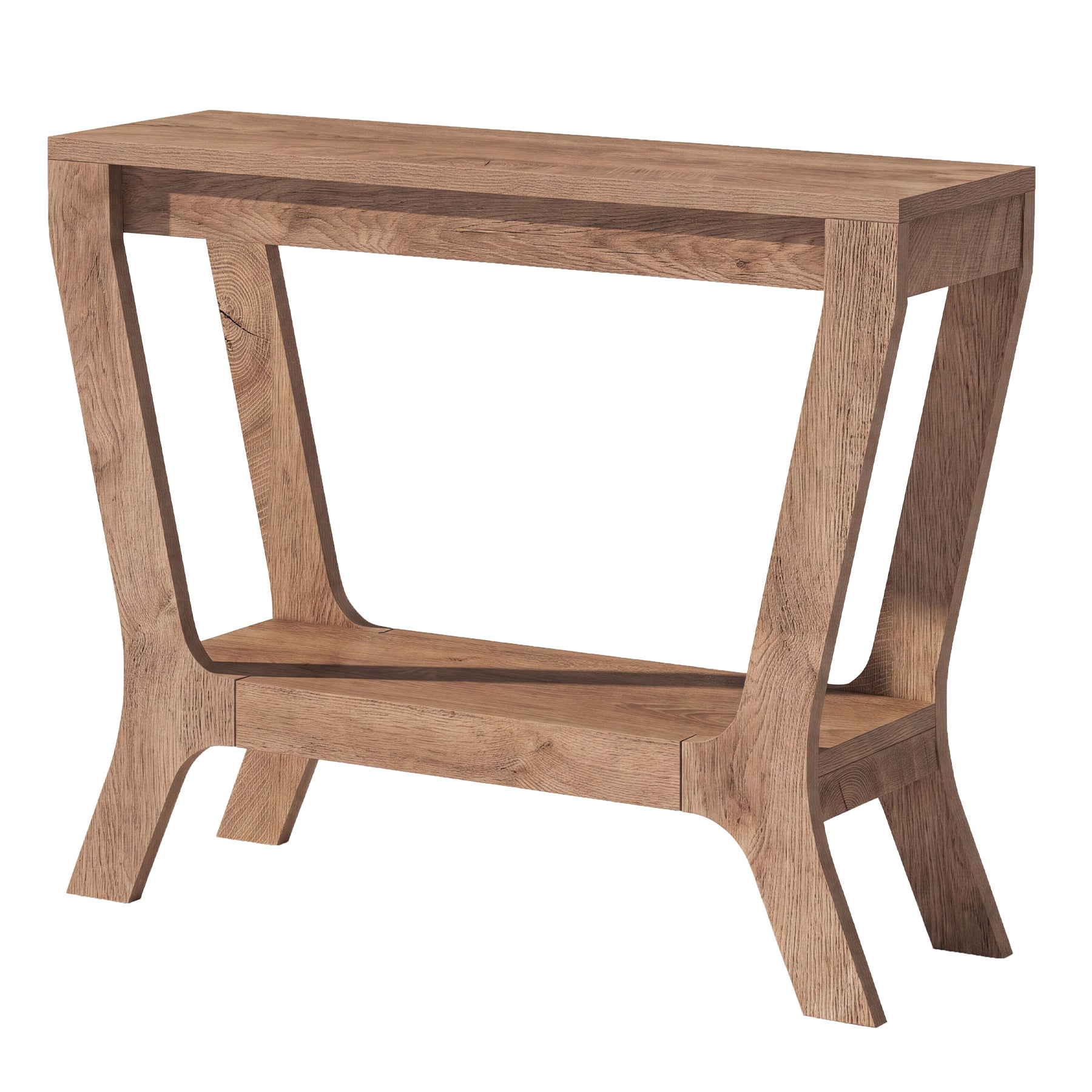 41" Rectangular Console Table, Farmhouse Entryway Table with 2-Tier Storage