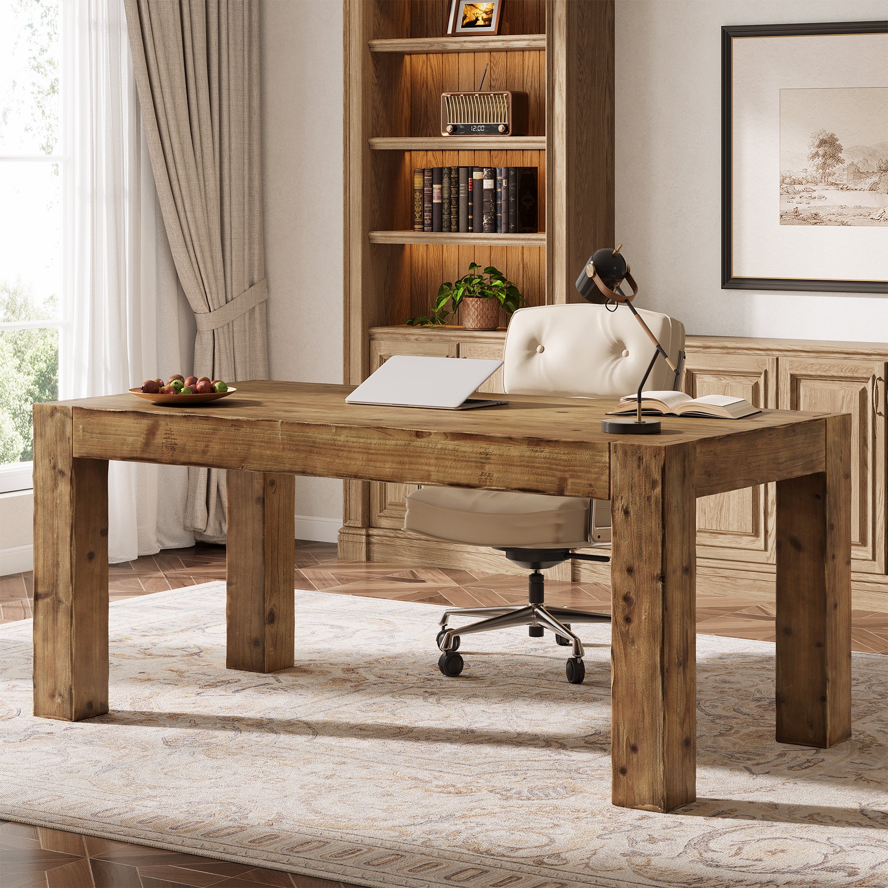 63" Executive Desk, Office Computer Desk with Thick Desktop