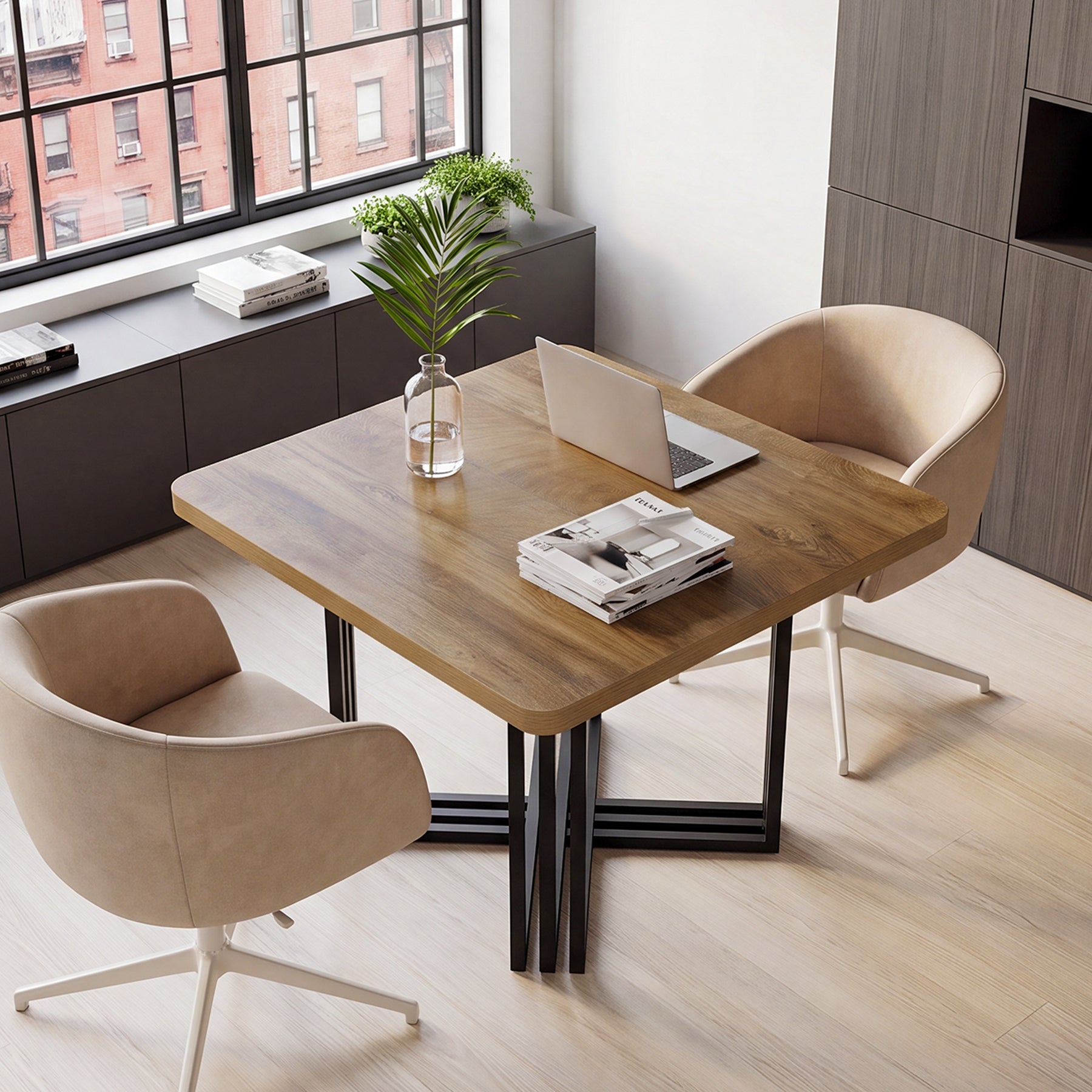 39.4-Inch Conference Table for 4, Compact Modular Meeting Table for Small Offices