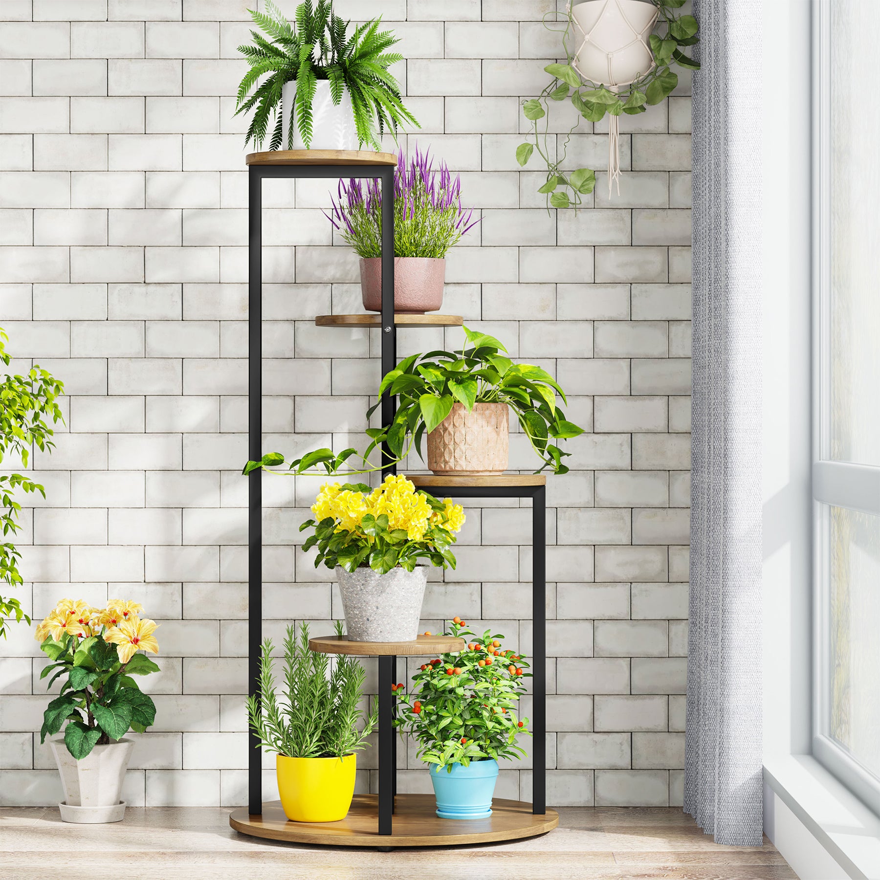 4-Tier Plant Stand, Multiple Potted Plants Holder Corner Flower Shelf