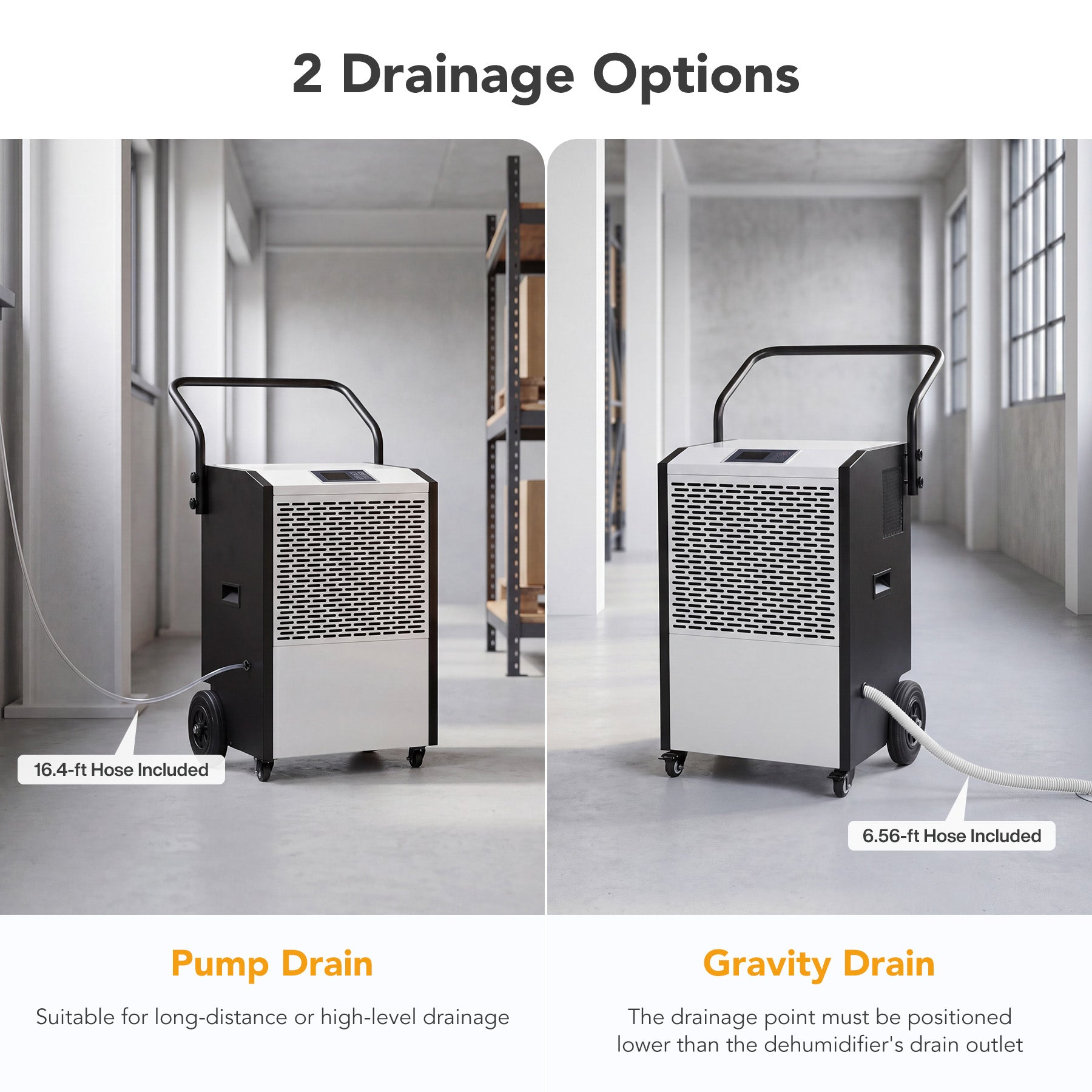 240 Pints Commercial Dehumidifier with Pump & Drain Hose for Up to 8000 Sq. Ft Large Spaces, Auto Defrost