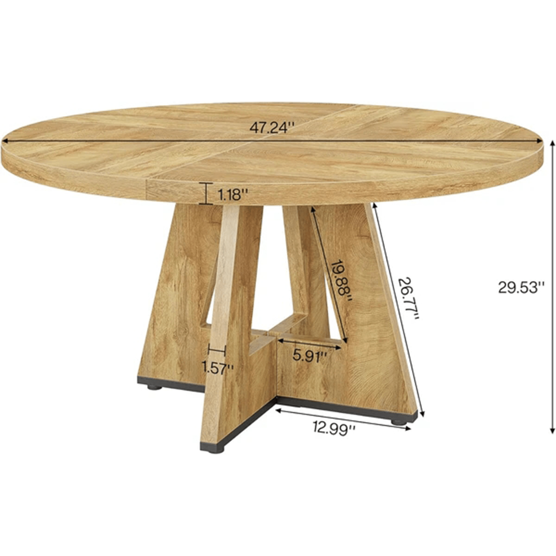 Tribesigns 47-Inch Round Dining Table, Farmhouse Cross Base Table for 4-6
