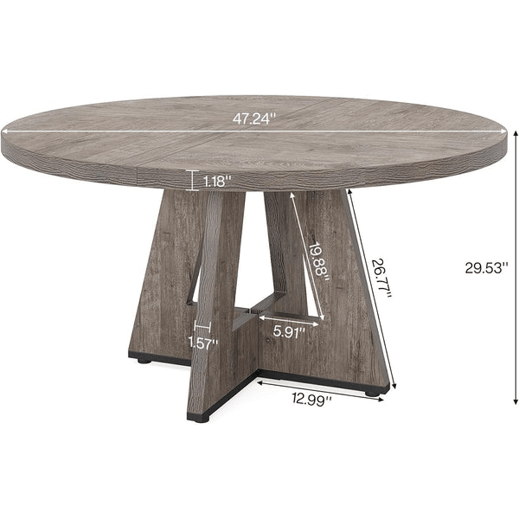 Tribesigns 47-Inch Round Dining Table, Farmhouse Cross Base Table for 4-6