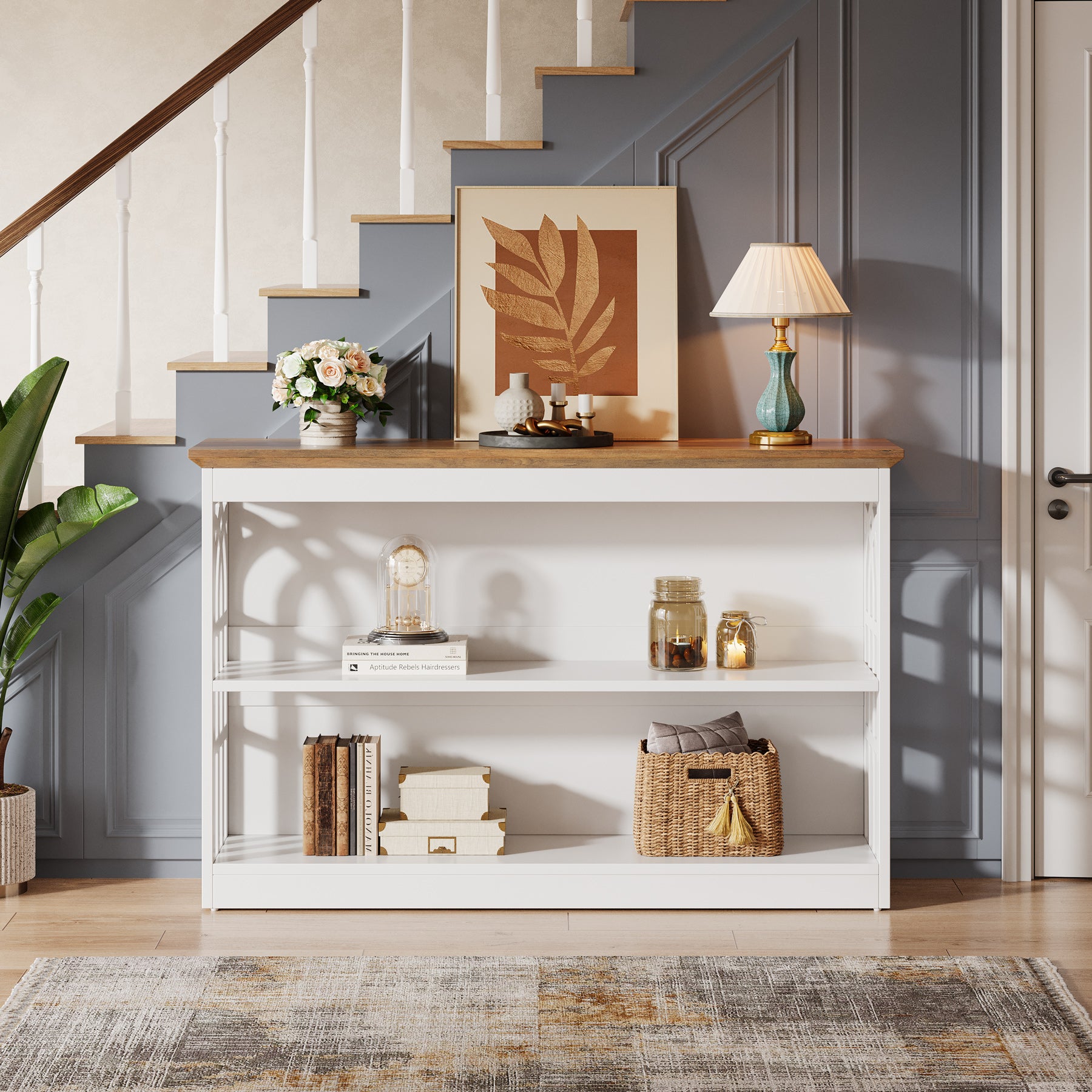 3-Tier Console Table, 41.34" Modern Entryway Sofa Table Behind the Couch