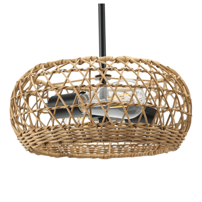 11.8" Boho Rattan Light Fixture, 2 - Light Chandelier Hand Woven Pendant Hanging Lighting Tribesigns