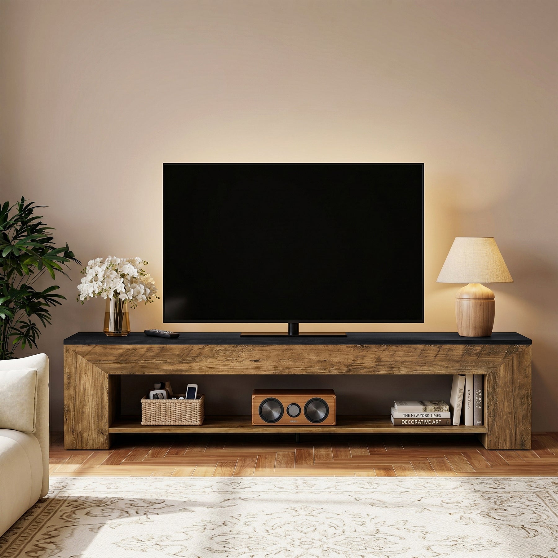 71" TV Stand, Large Entertainment Center with Shelf for TVs up to 80"