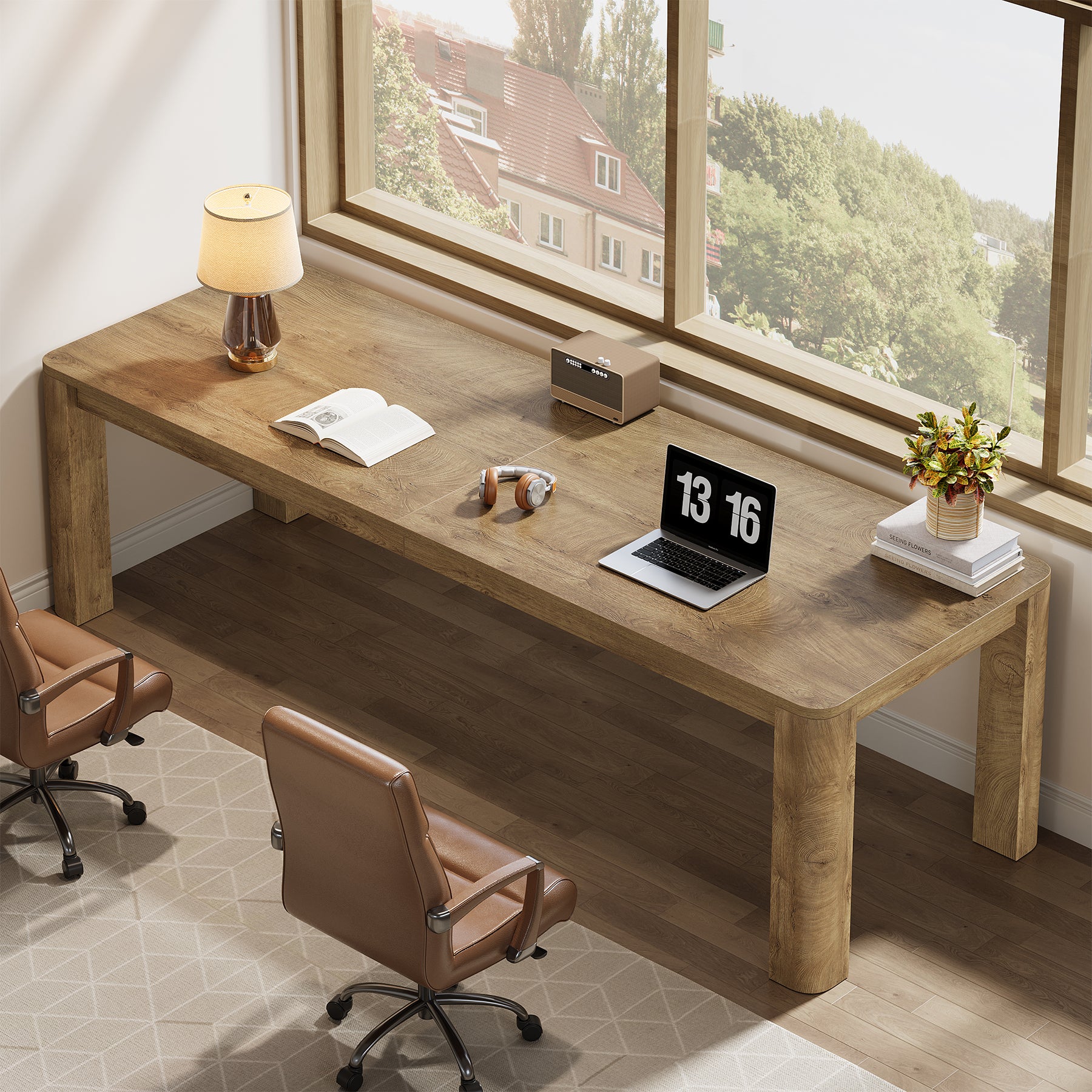 78.74" Two Person Desk, Double Computer Desk Writing Table for Home Office