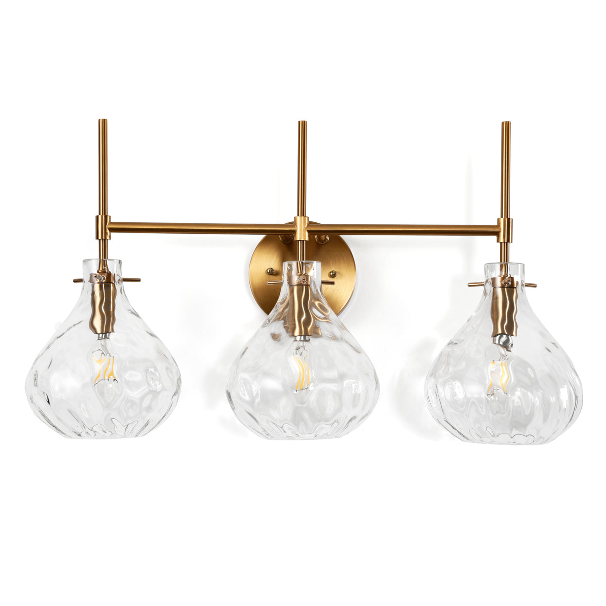 3-Light Vanity Light, Bathroom Light Fixtures with Water Ripple Glass Shades