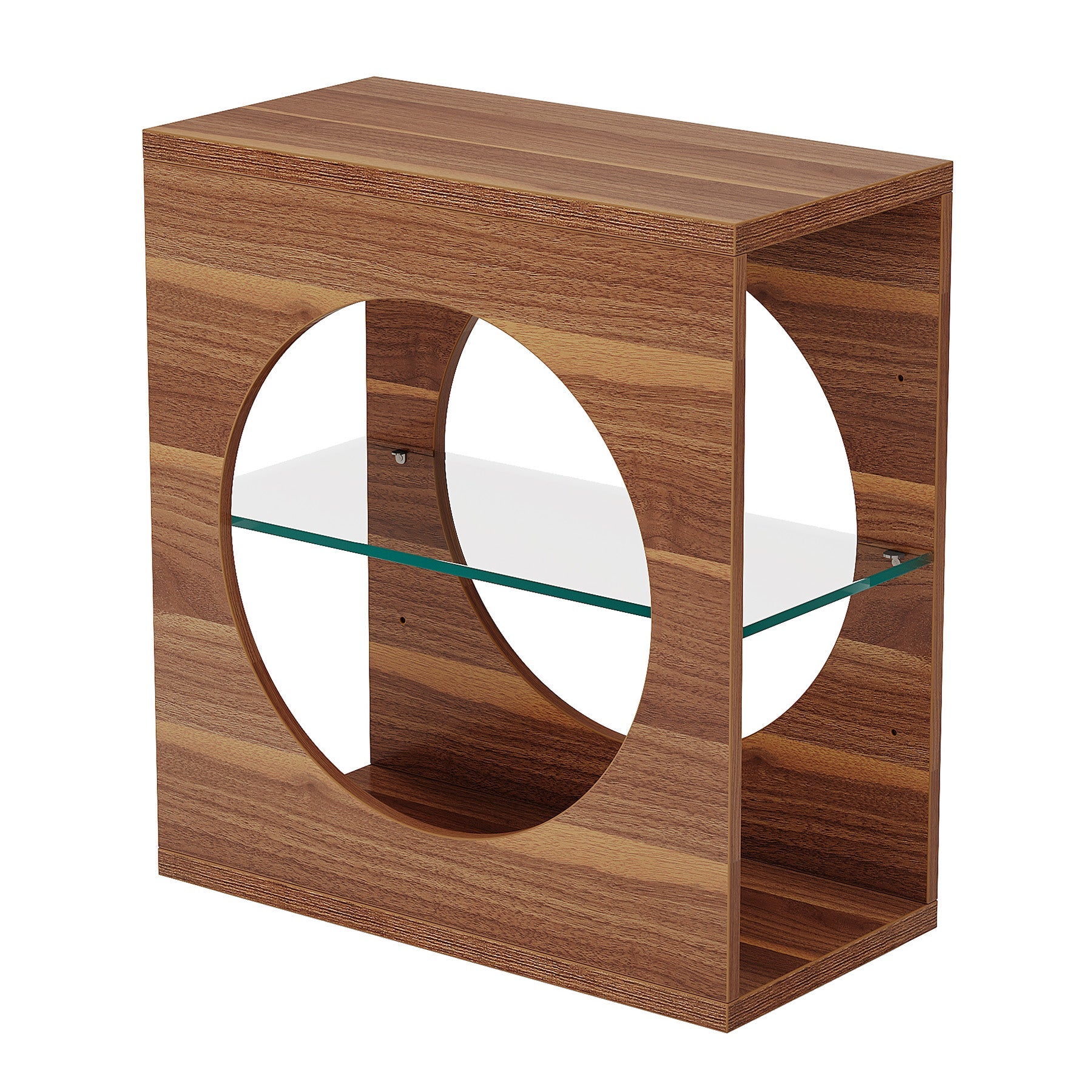 3 - Tier End Table, Modern Side Table with Adjustable Glass Storage Shelf Tribesigns