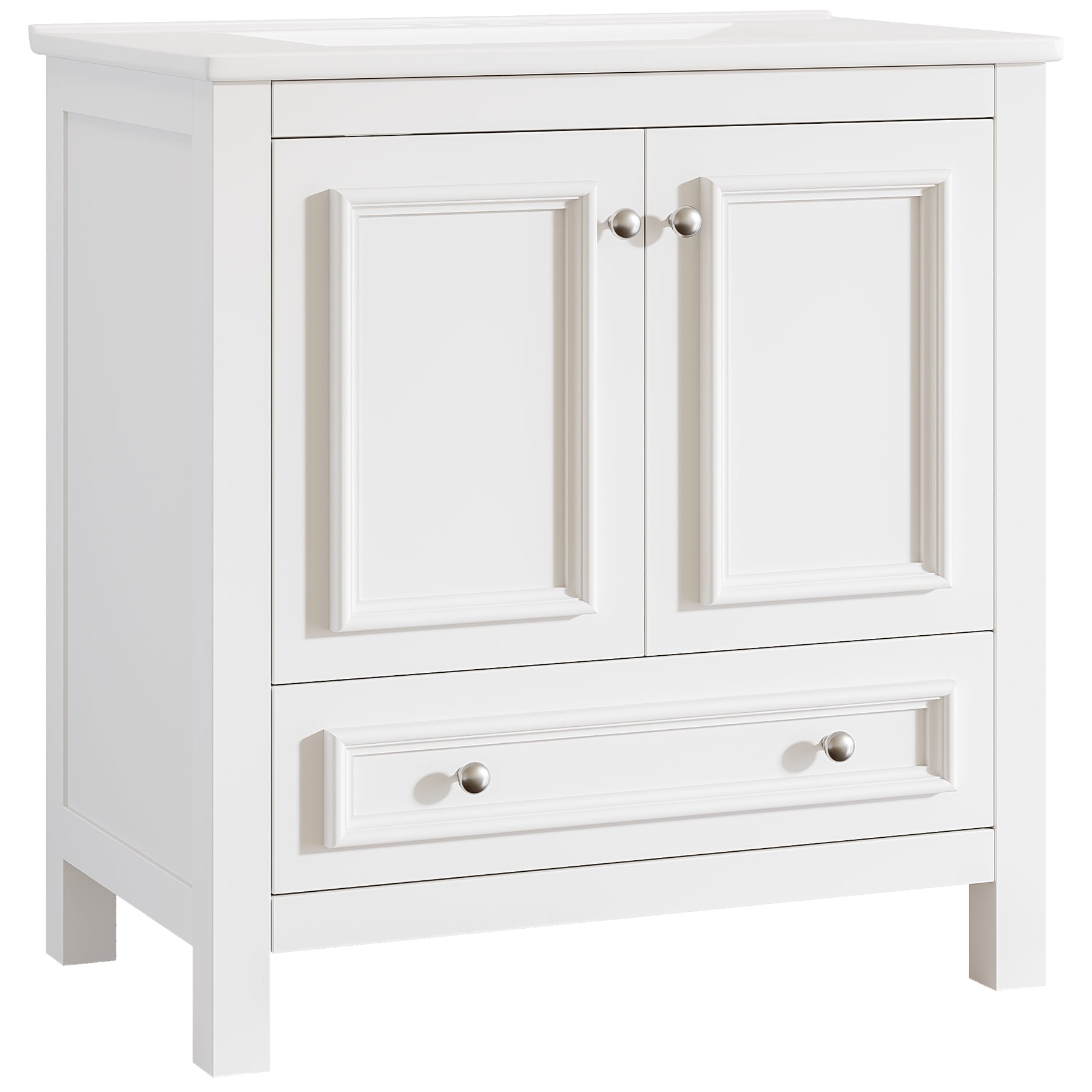 30" Bathroom Vanity, Modern Vanity Cabinet with Ceramic Basin and 1 Drawer Tribesigns