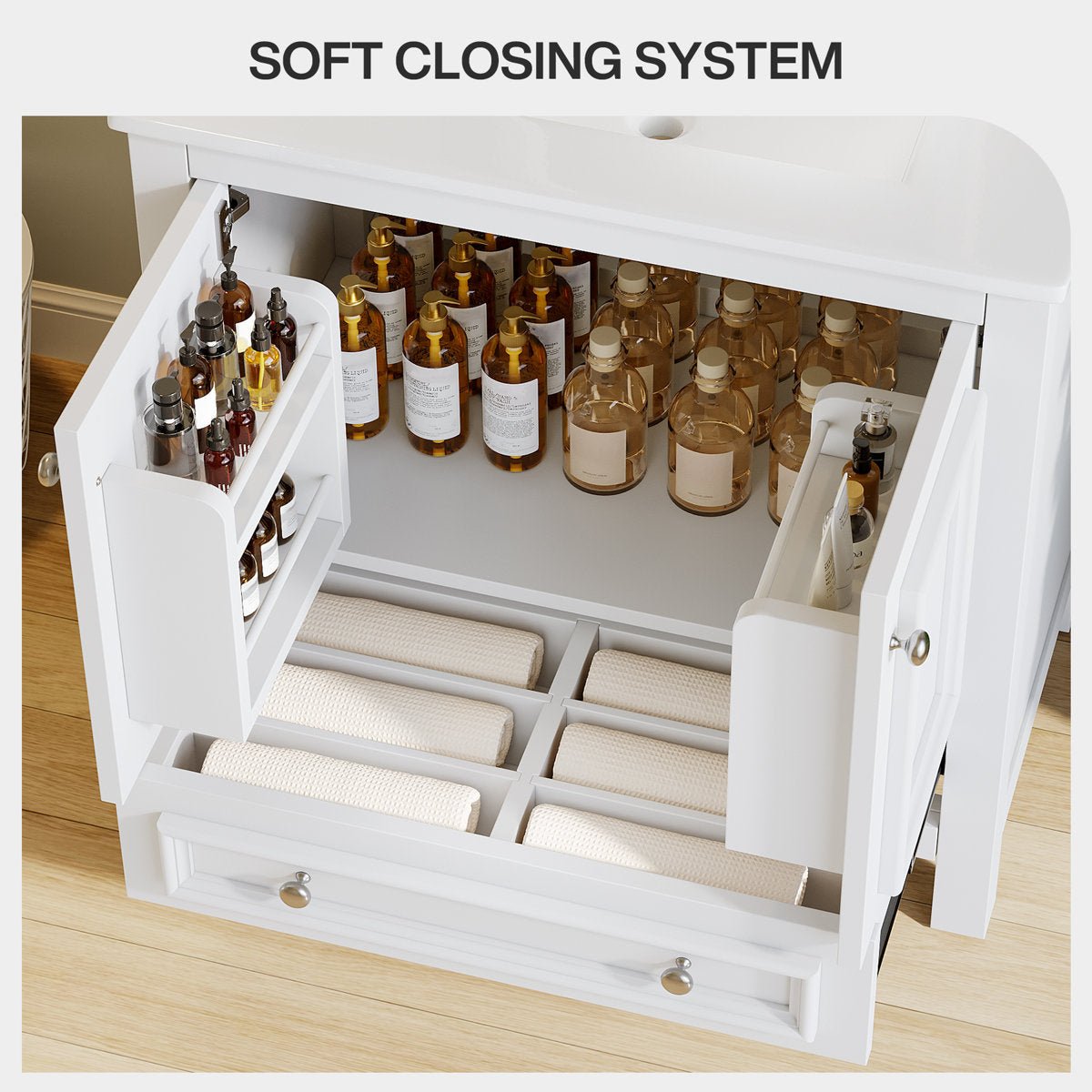 30" Bathroom Vanity, Modern Vanity Cabinet with Ceramic Basin and 1 Drawer Tribesigns