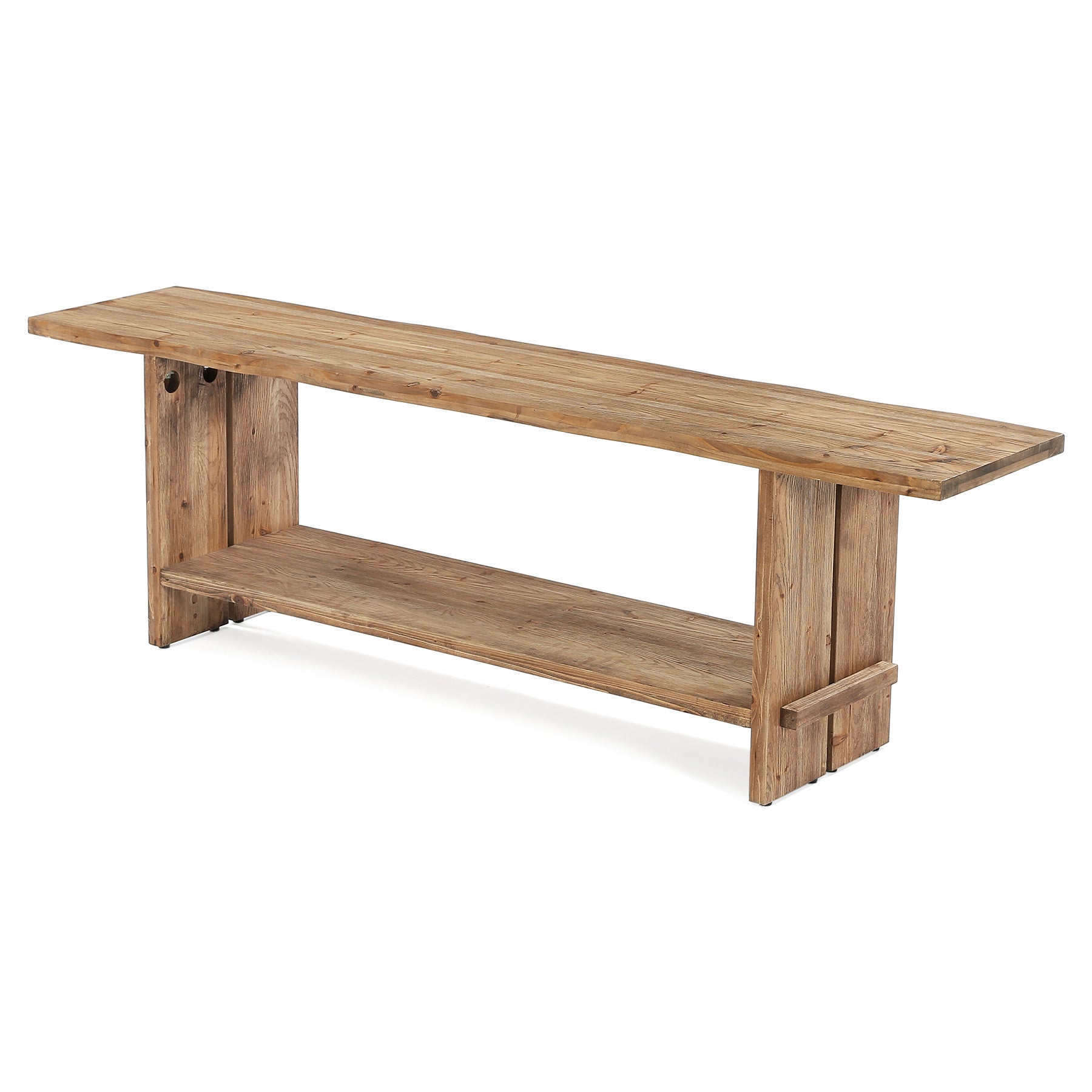 71" Solid Wood TV Stand for 55–85 Inch TVs, Farmhouse Media Console with Storage Shelf, Wooden Entertainment Center