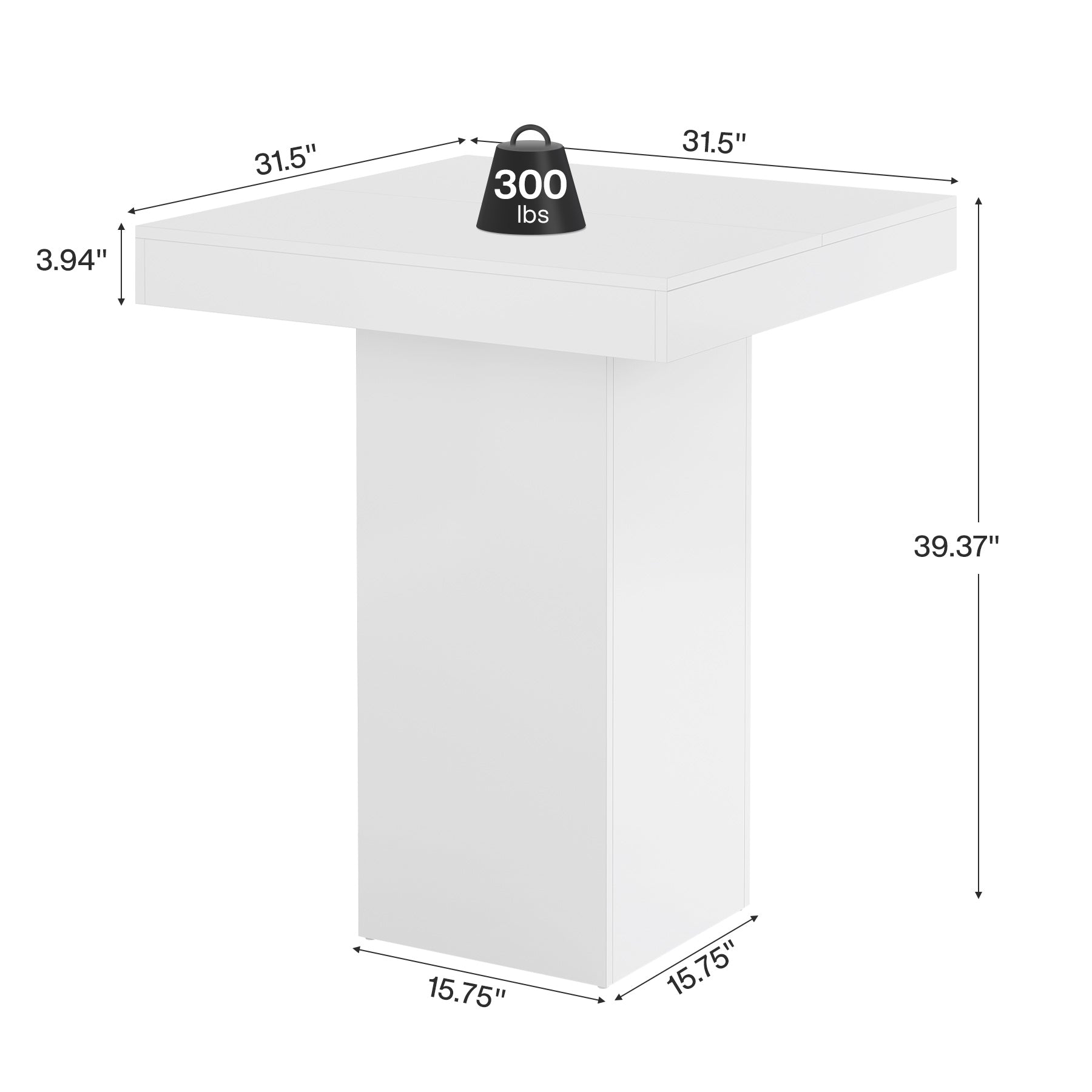 31.5" Bar Table, Square Kitchen Dining Table Counter Height Pub Table