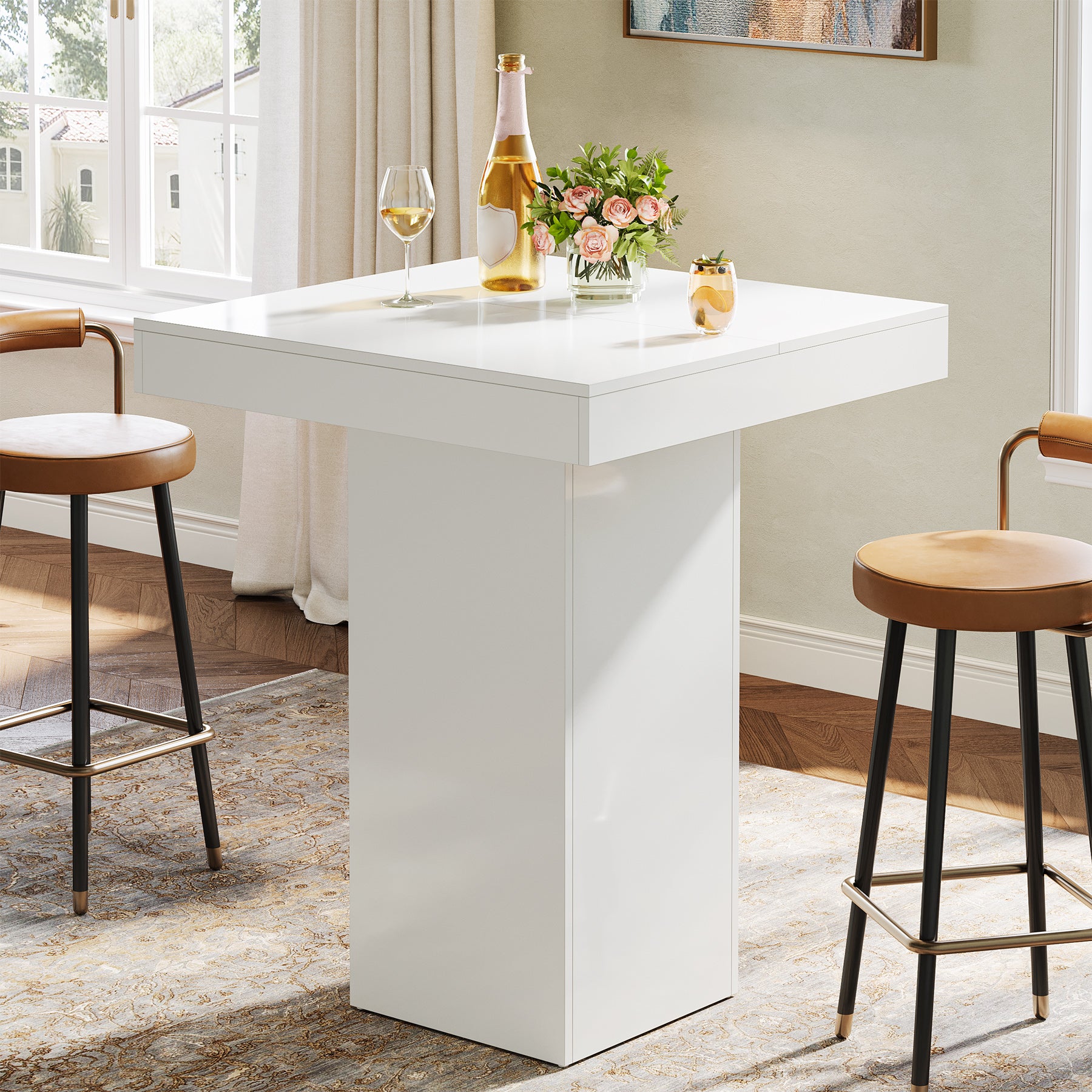 31.5" Bar Table, Square Kitchen Dining Table Counter Height Pub Table